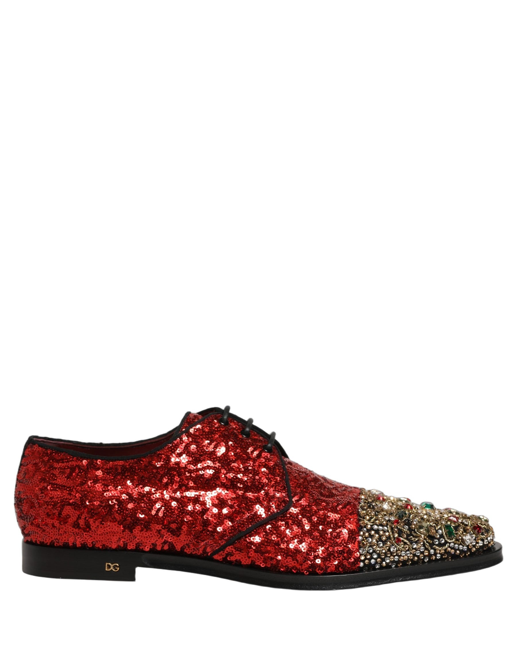Dolce & Gabbana Red Sequin Embellished Men Derby Dress Shoes | Regal Royce