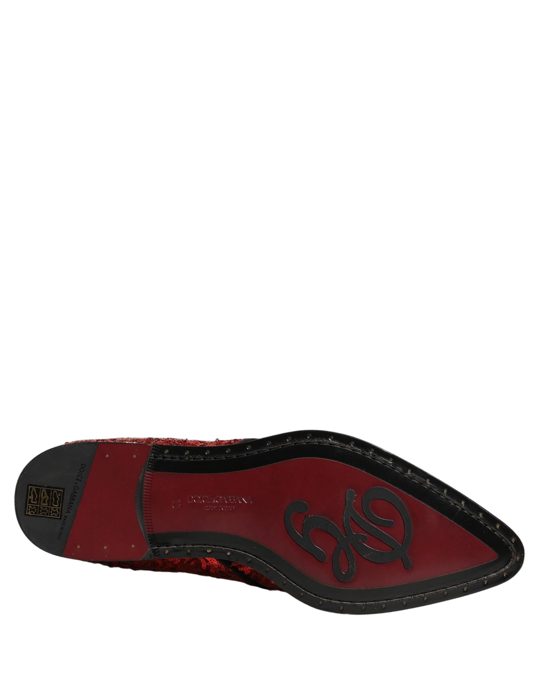 Dolce & Gabbana Red Sequin Embellished Men Derby Dress Shoes | Regal Royce