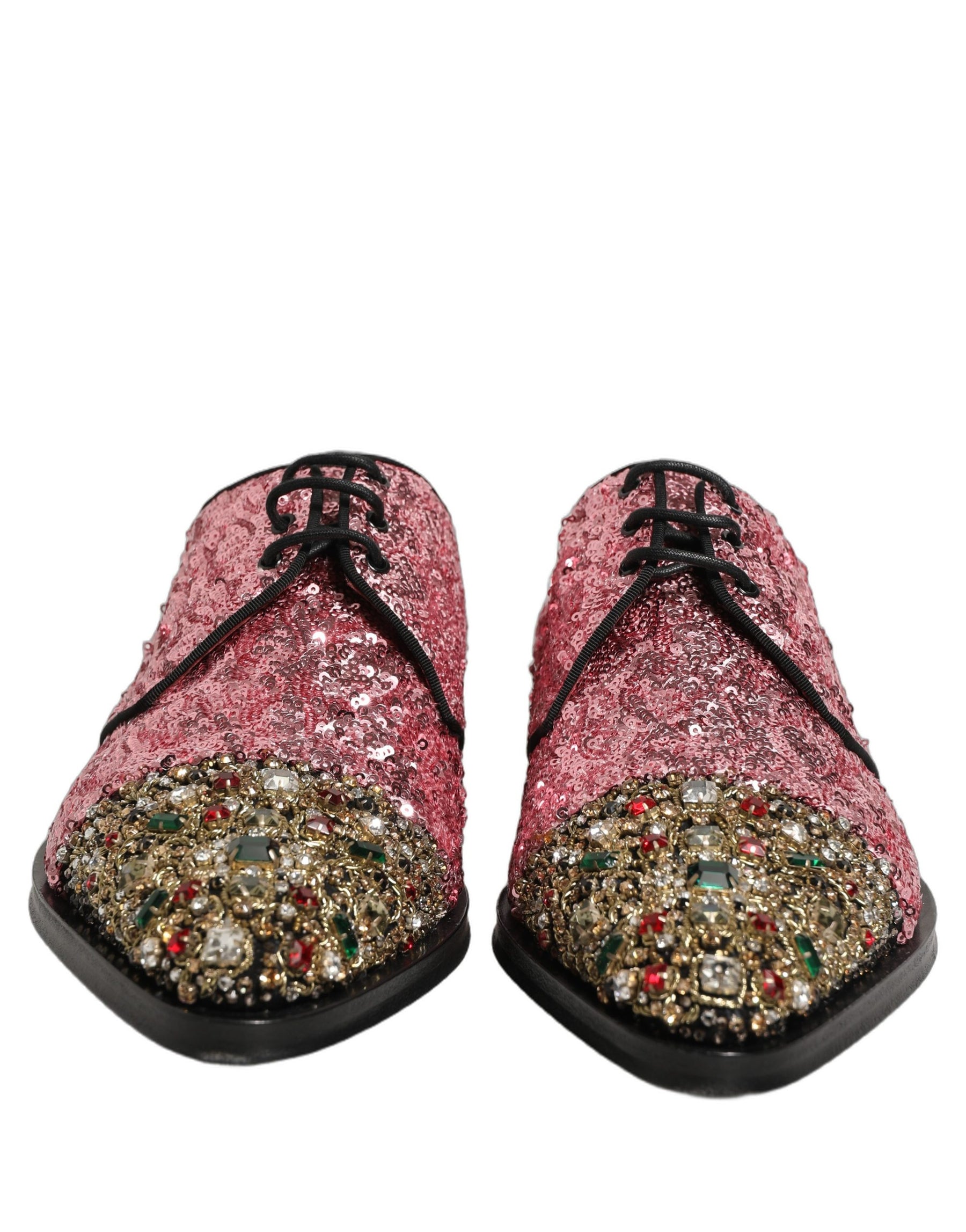 Dolce & Gabbana Pink Sequin Embellished Men Derby Dress Shoes | Regal Royce