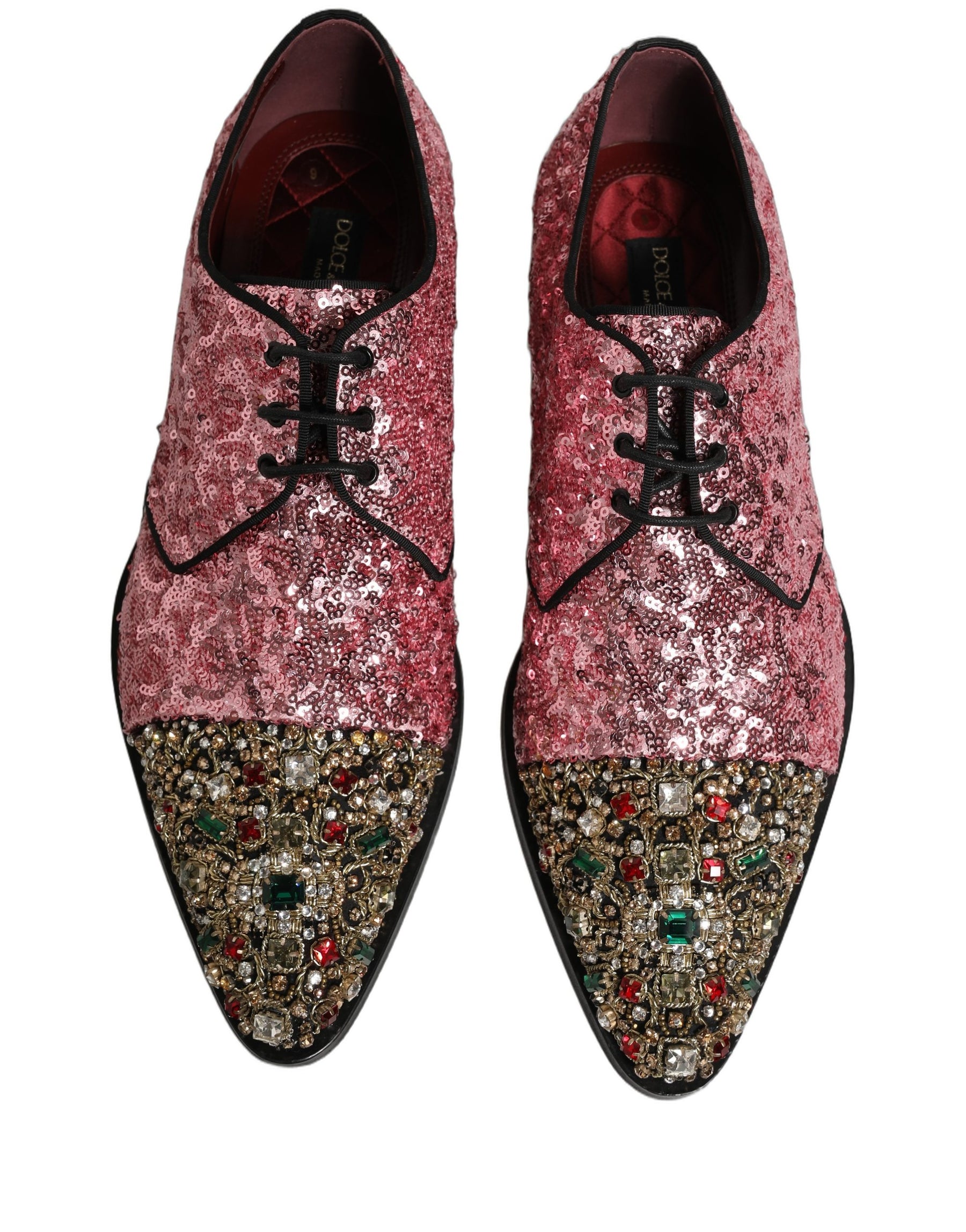 Dolce & Gabbana Pink Sequin Embellished Men Derby Dress Shoes | Regal Royce