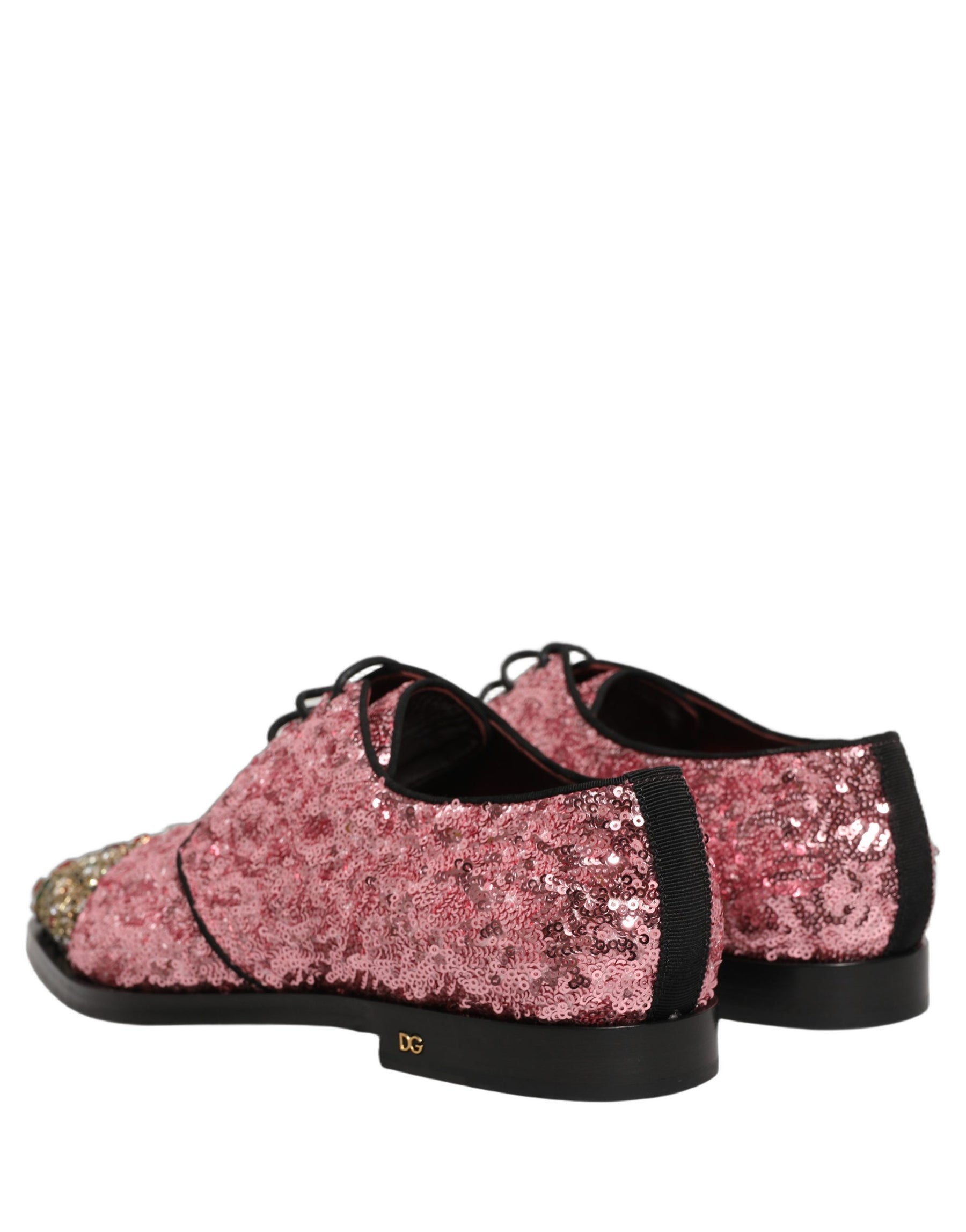 Dolce & Gabbana Pink Sequin Embellished Men Derby Dress Shoes | Regal Royce