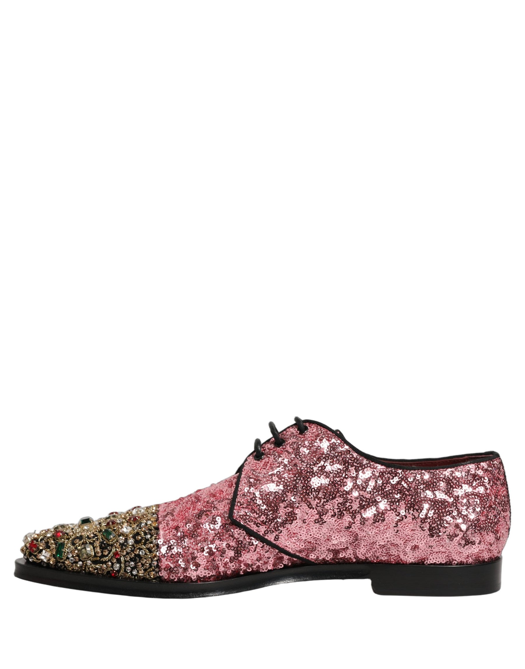 Dolce & Gabbana Pink Sequin Embellished Men Derby Dress Shoes | Regal Royce