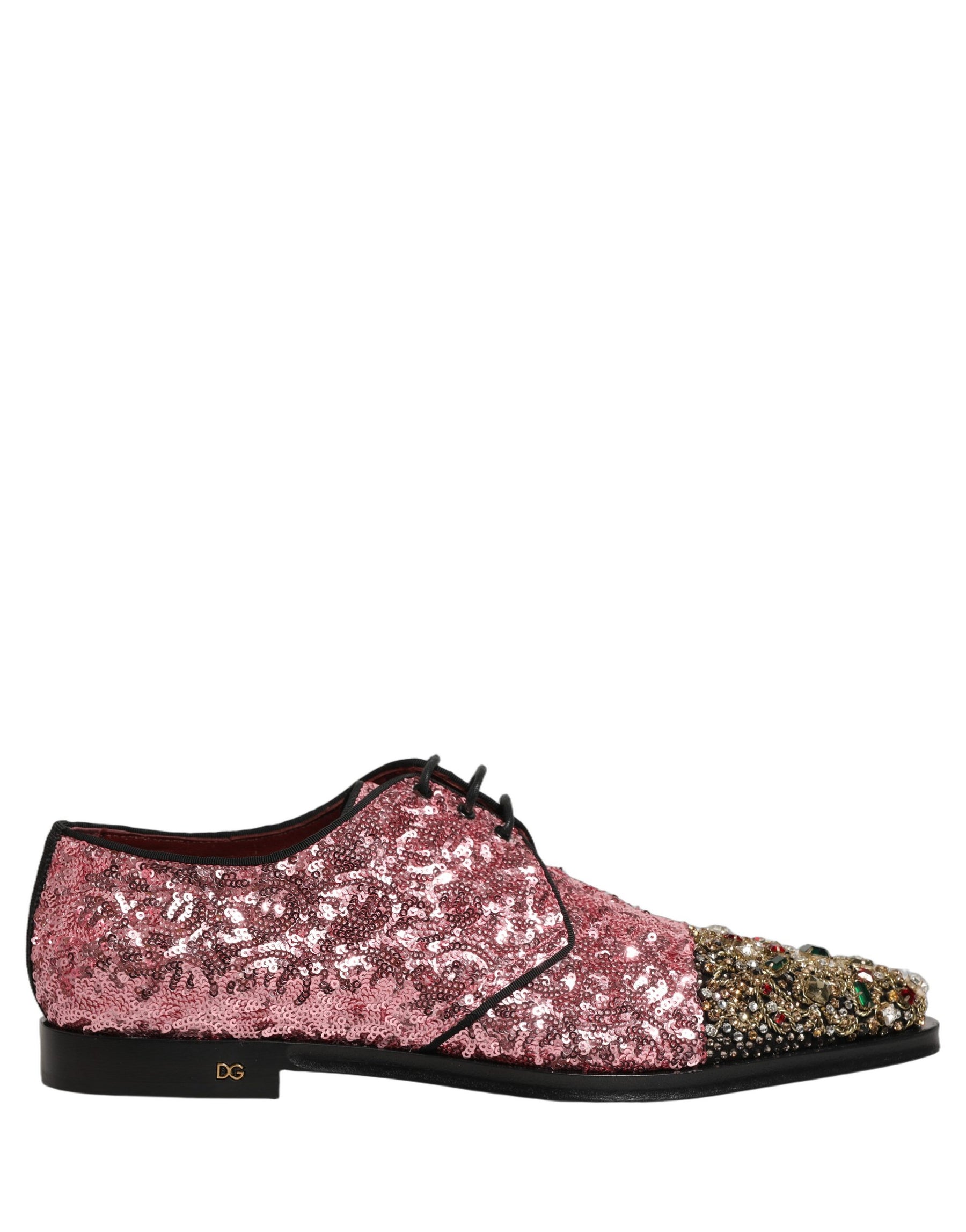 Dolce & Gabbana Pink Sequin Embellished Men Derby Dress Shoes | Regal Royce