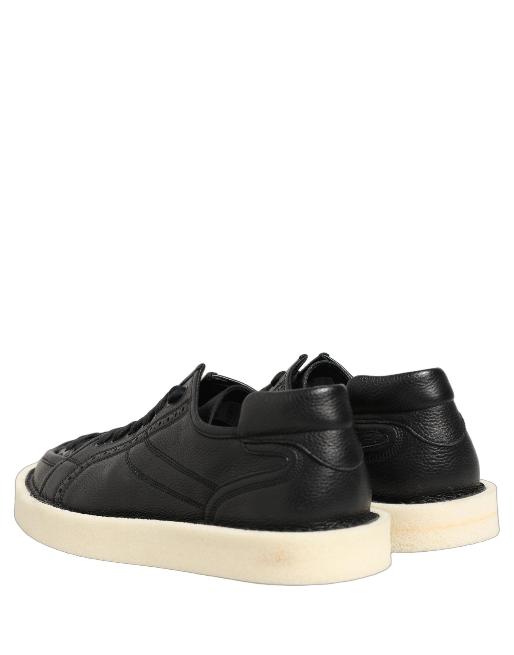 Dolce & Gabbana Black Leather Lace Up Low Top Sneakers Shoes | Regal Royce
