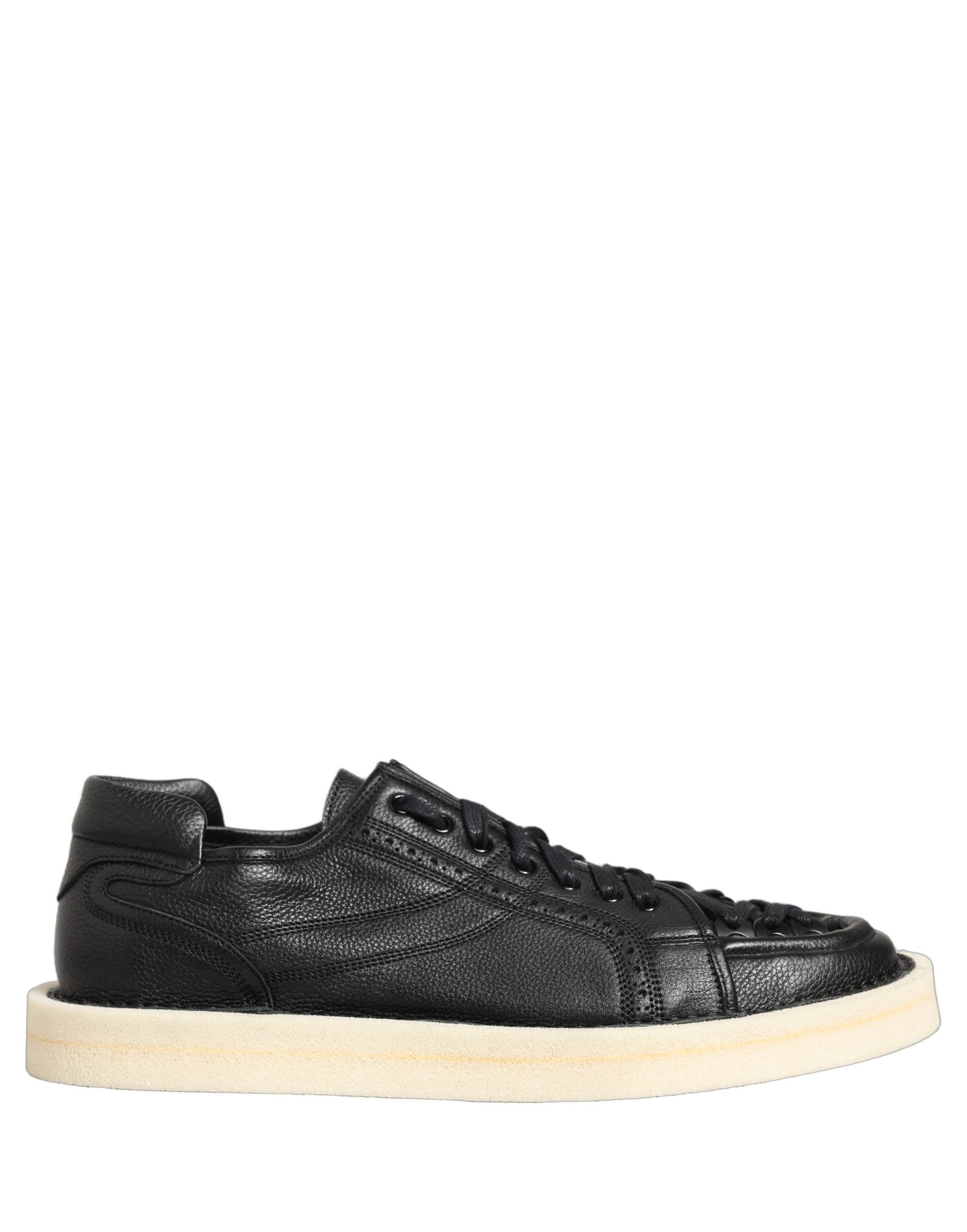 Dolce & Gabbana Black Leather Lace Up Low Top Sneakers Shoes | Regal Royce