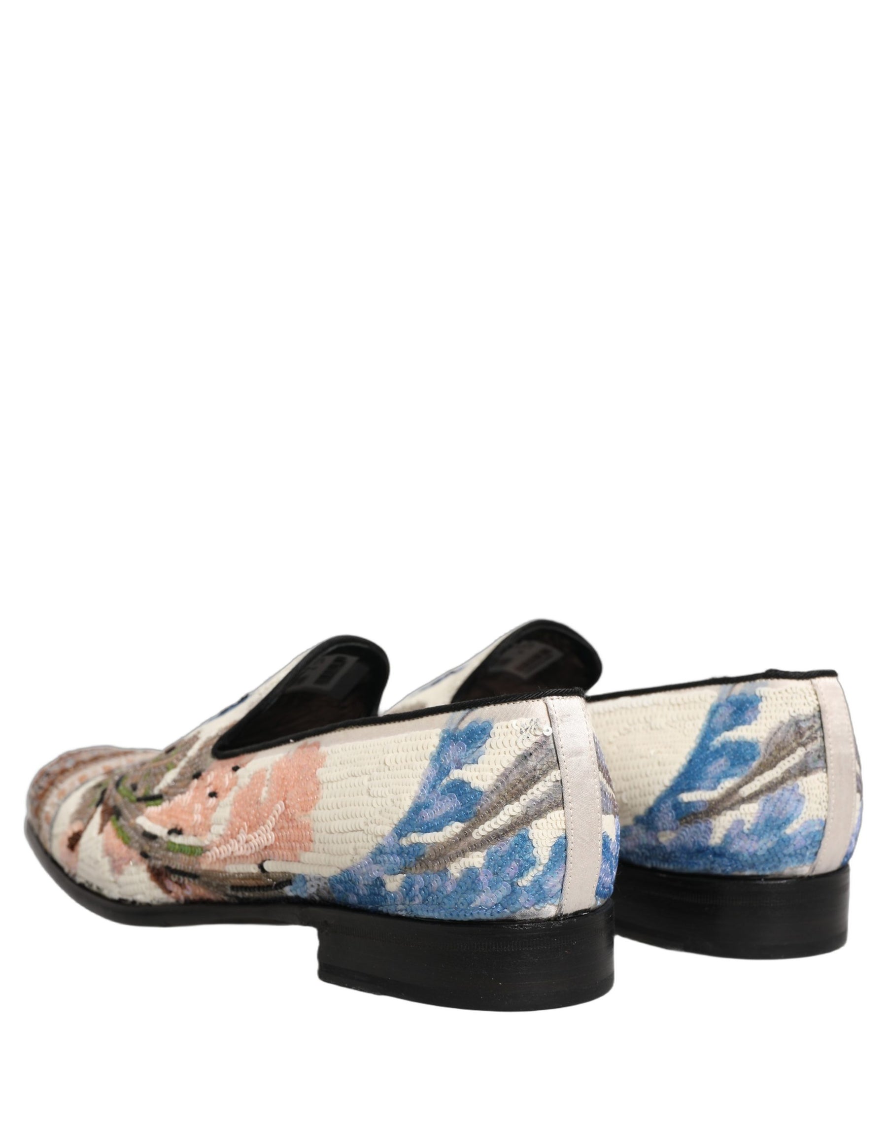 Dolce & Gabbana Multicolor Sequin Embroidered Loafers Shoes | Regal Royce