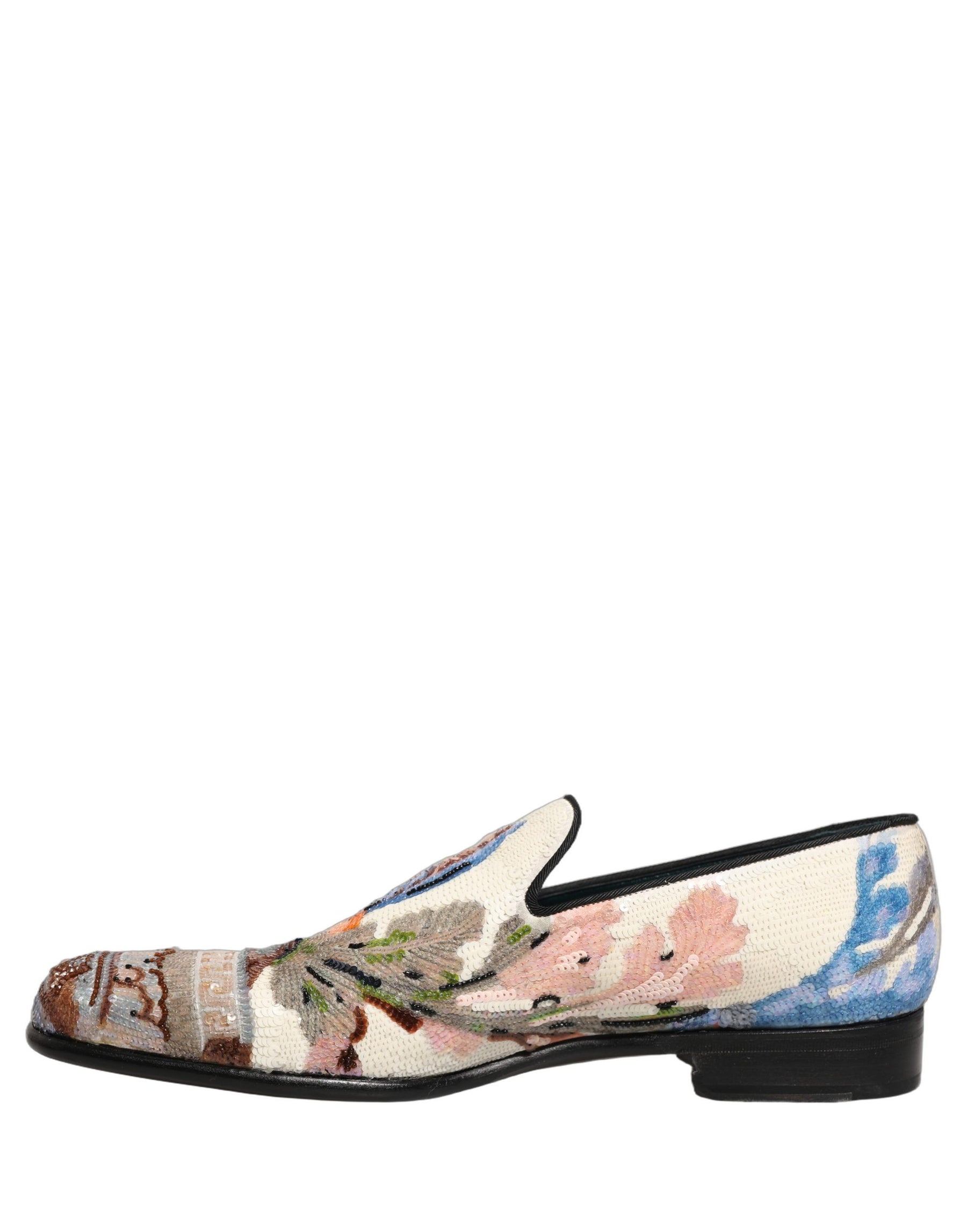 Dolce & Gabbana Multicolor Sequin Embroidered Loafers Shoes | Regal Royce