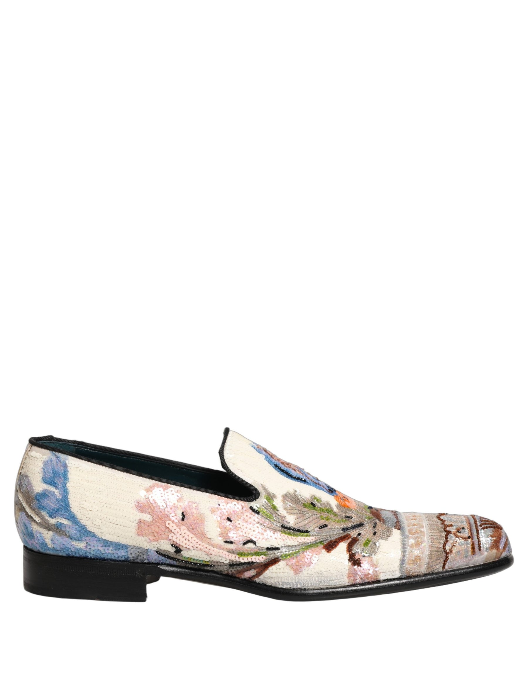 Dolce & Gabbana Multicolor Sequin Embroidered Loafers Shoes | Regal Royce