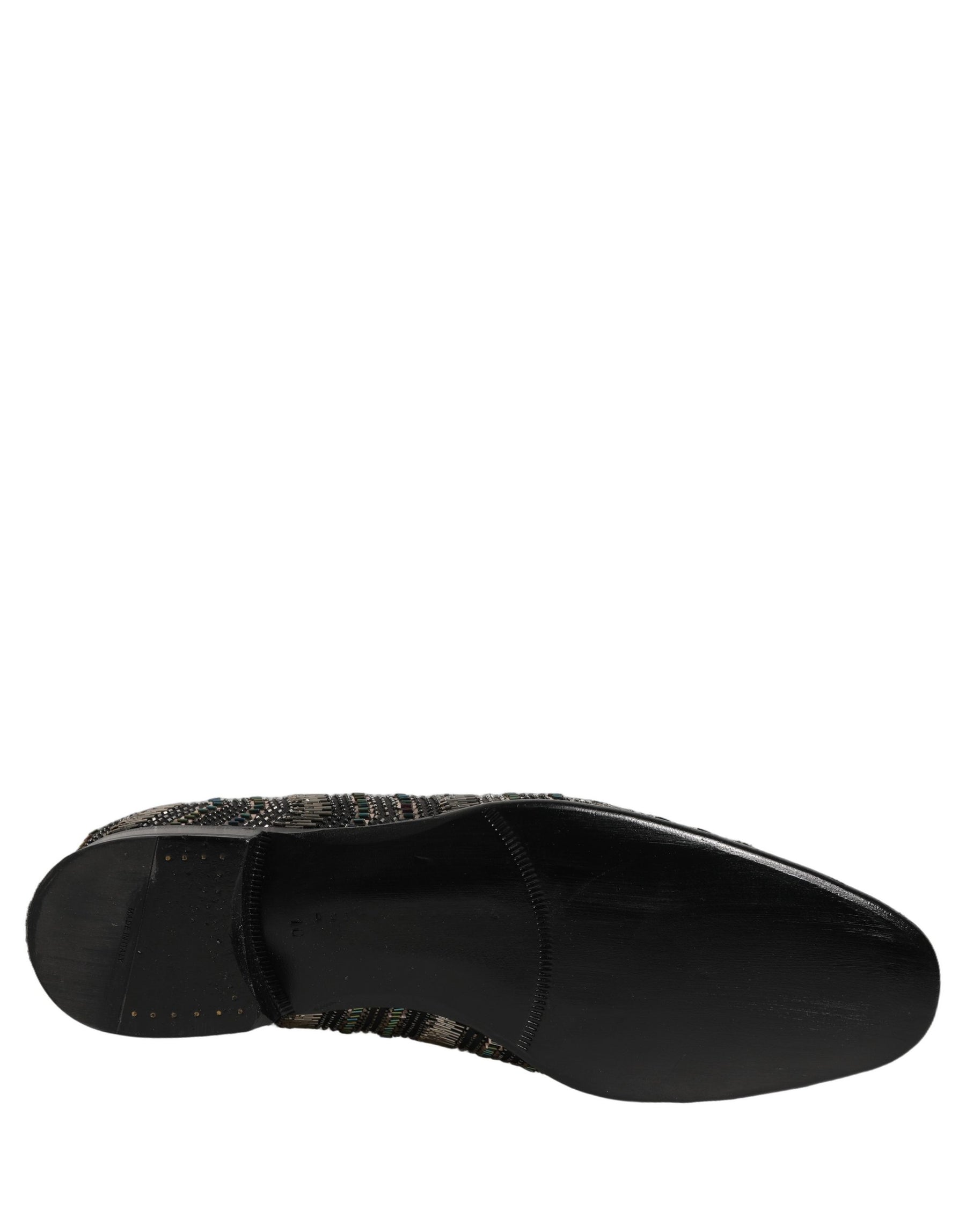 Dolce & Gabbana Black Silver Embellished Slip On Loafers Shoes | Regal Royce