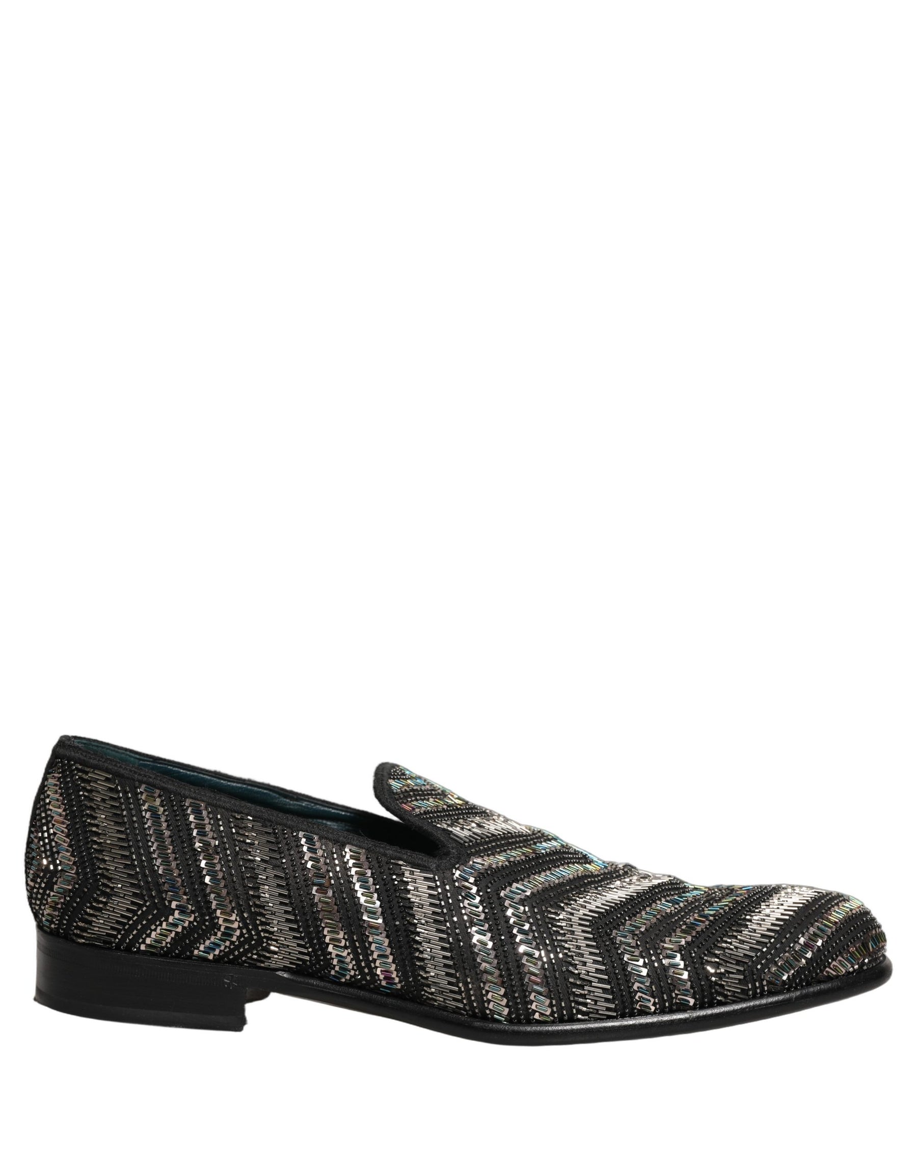 Dolce & Gabbana Black Silver Embellished Slip On Loafers Shoes | Regal Royce