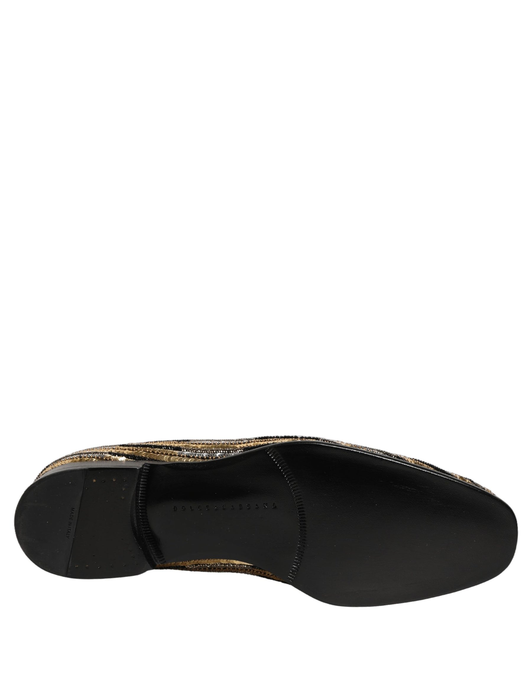 Dolce & Gabbana Gold Striped Sequin Embellished Loafer Shoes | Regal Royce