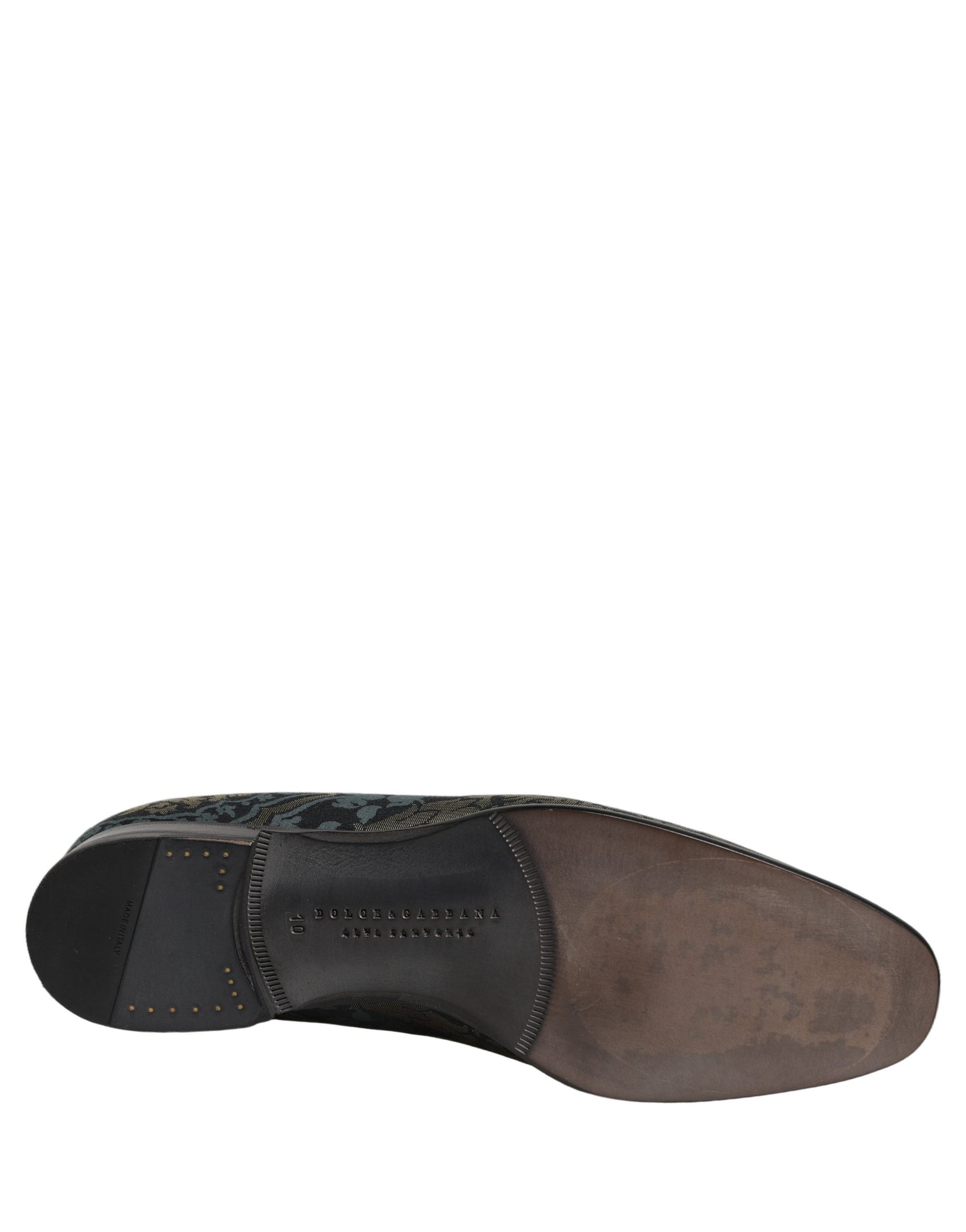 Dolce & Gabbana Black Floral Brocade Slip On Loafers Shoes | Regal Royce