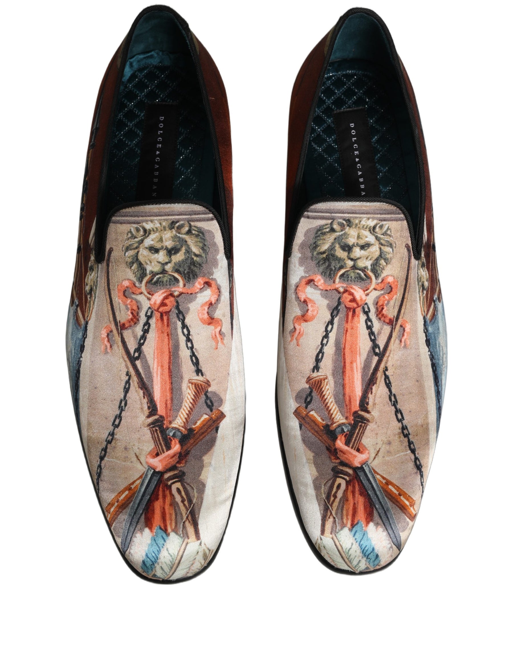Dolce & Gabbana Multicolor Lion Print Slip On Loafers Shoes | Regal Royce