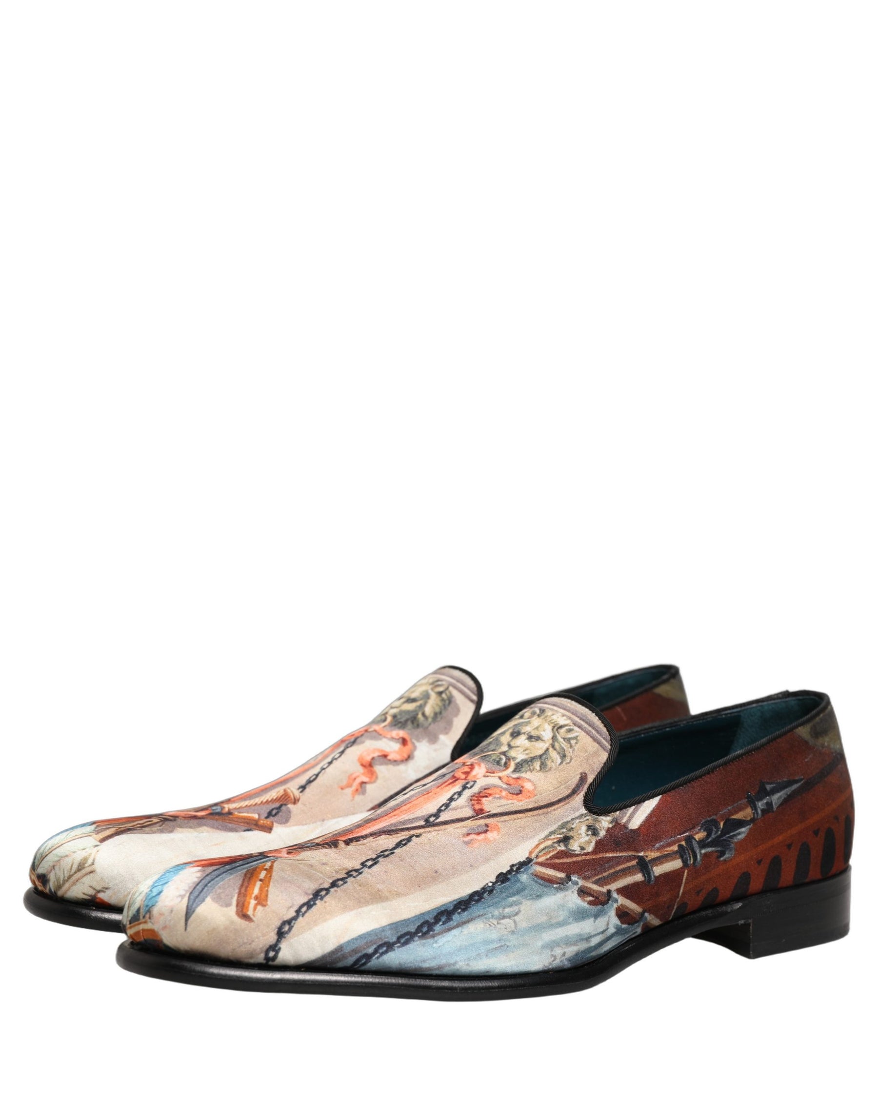 Dolce & Gabbana Multicolor Lion Print Slip On Loafers Shoes | Regal Royce