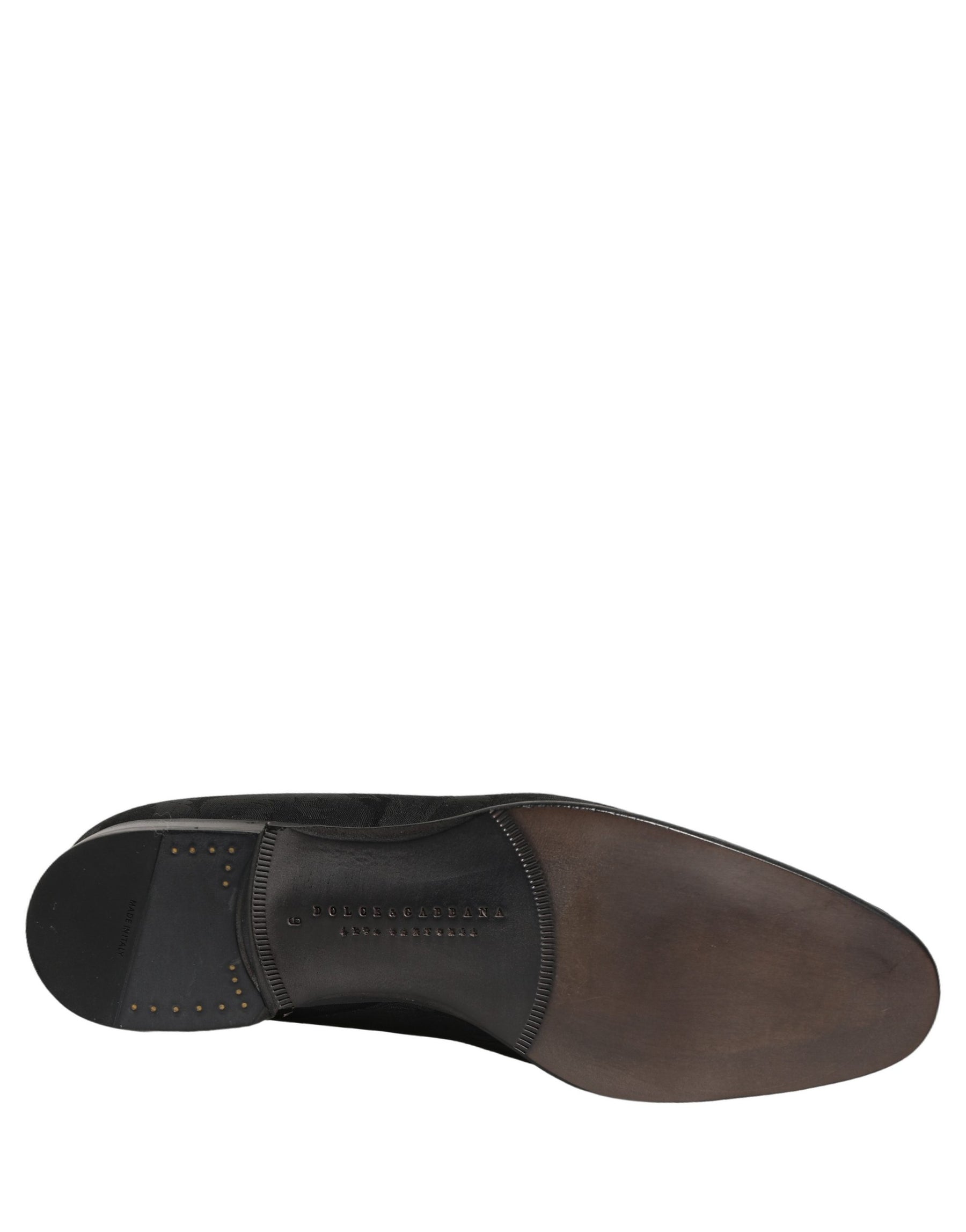 Dolce & Gabbana Black Brocade Men Slip On Dress Loafers Shoes | Regal Royce