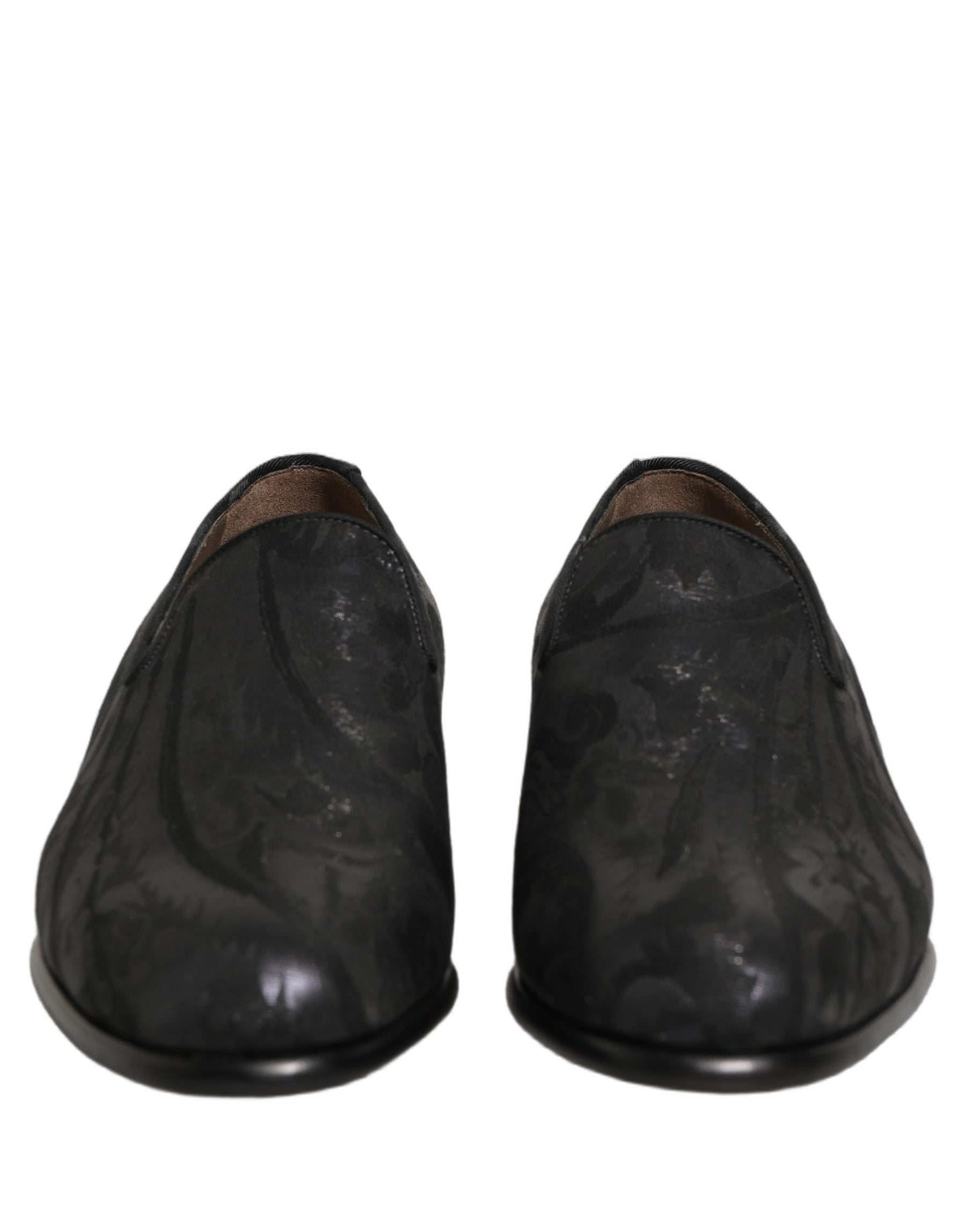Dolce & Gabbana Black Brocade Men Slip On Dress Loafers Shoes | Regal Royce