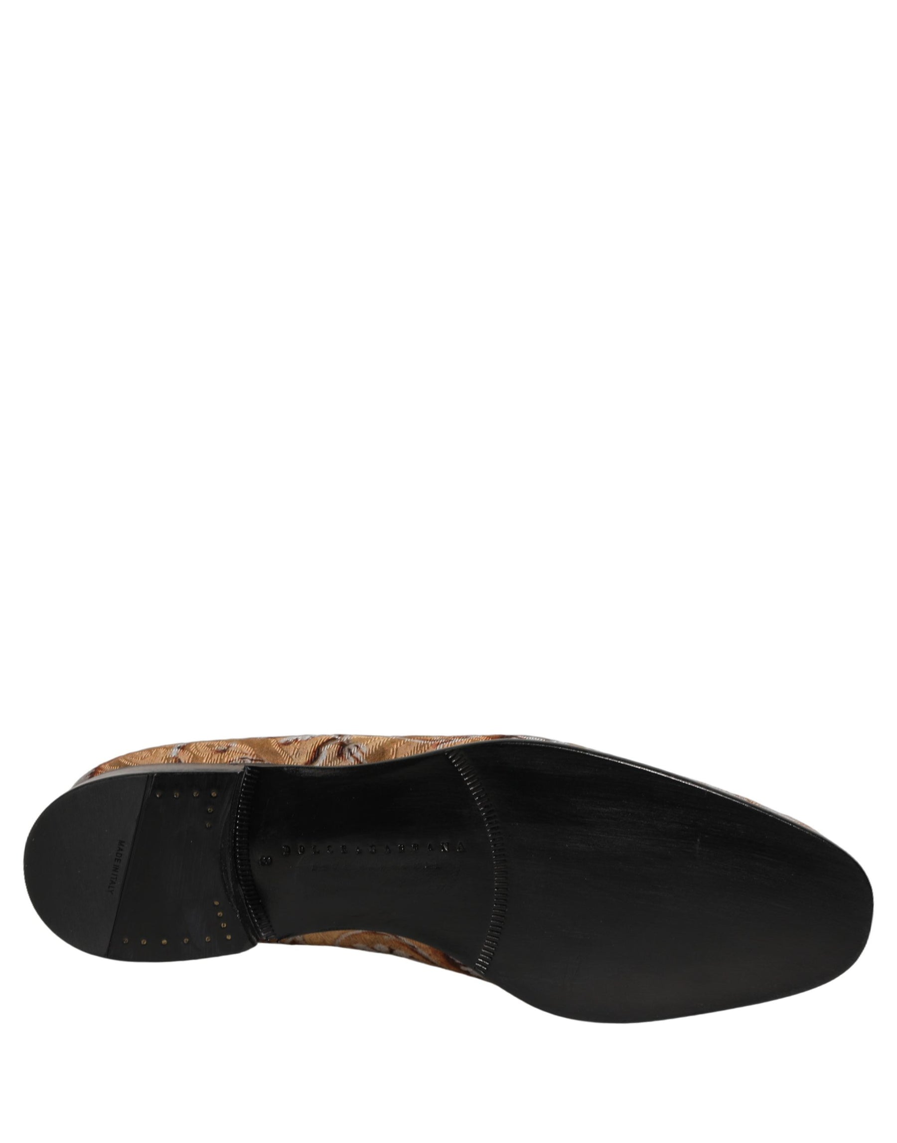 Dolce & Gabbana Beige Brocade Men Slip On Dress Loafers Shoes | Regal Royce