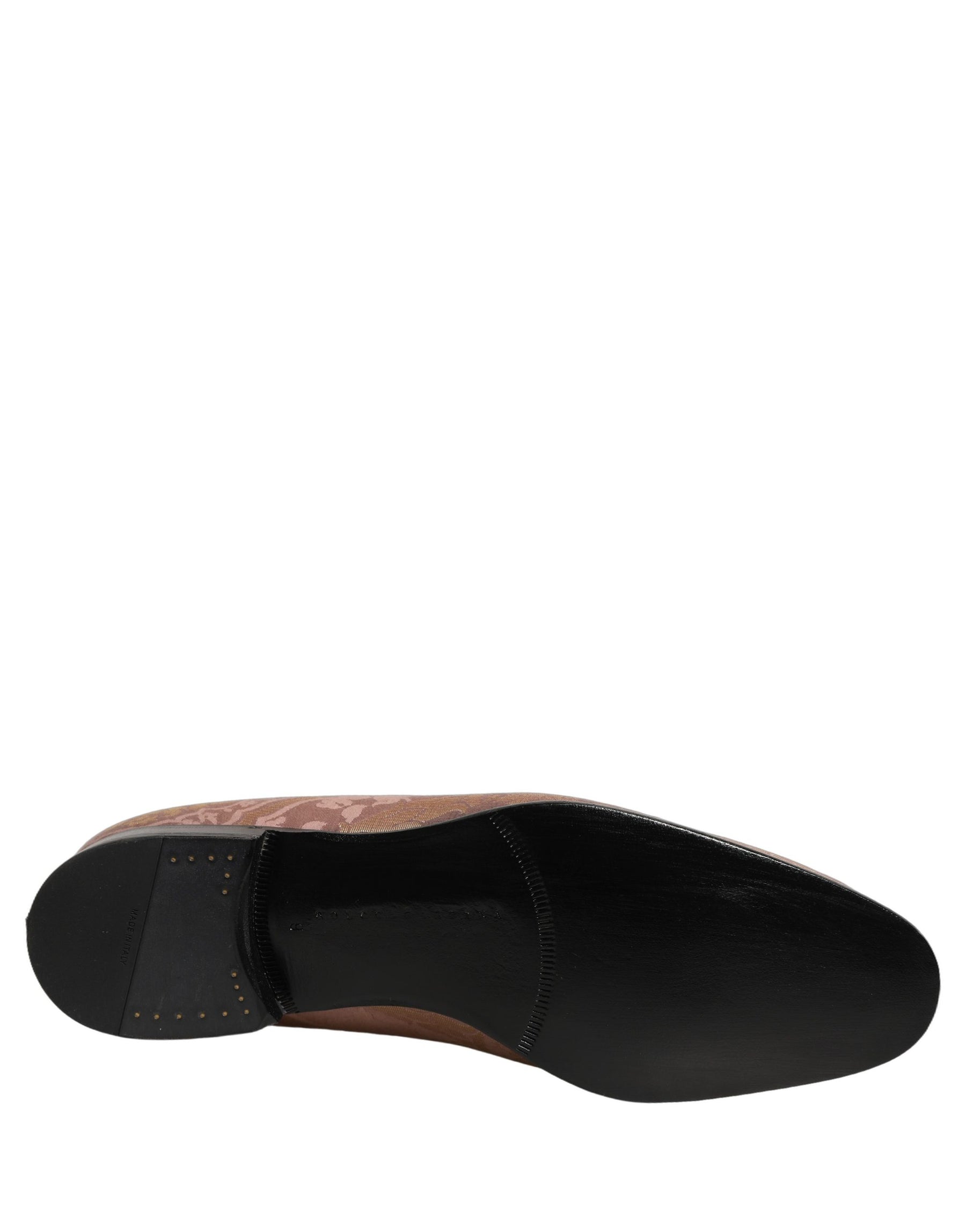 Dolce & Gabbana Pink Brocade Men Slip On Dress Loafers Shoes | Regal Royce