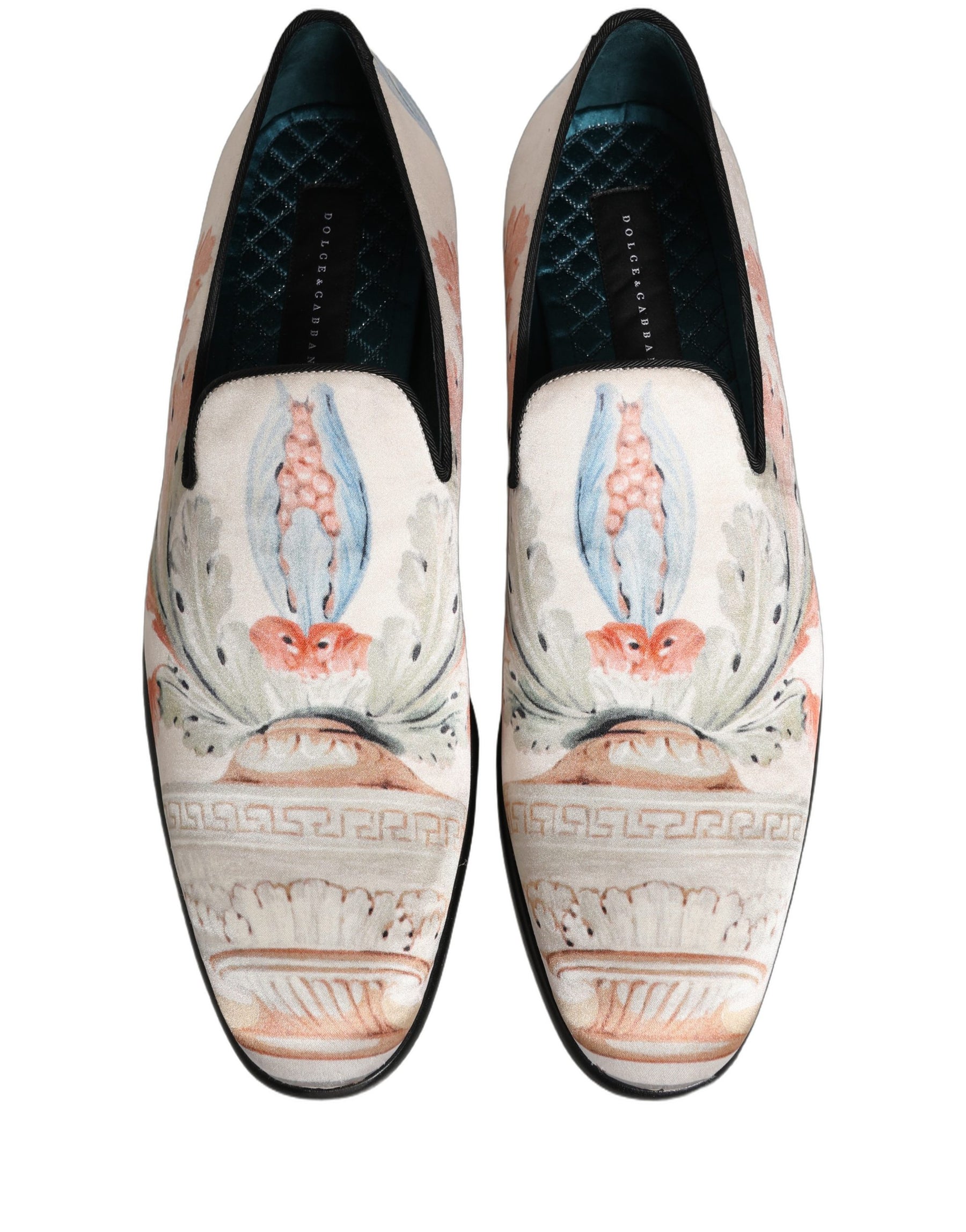 Dolce & Gabbana White Floral Vase Slip On Dress Loafers Shoes | Regal Royce