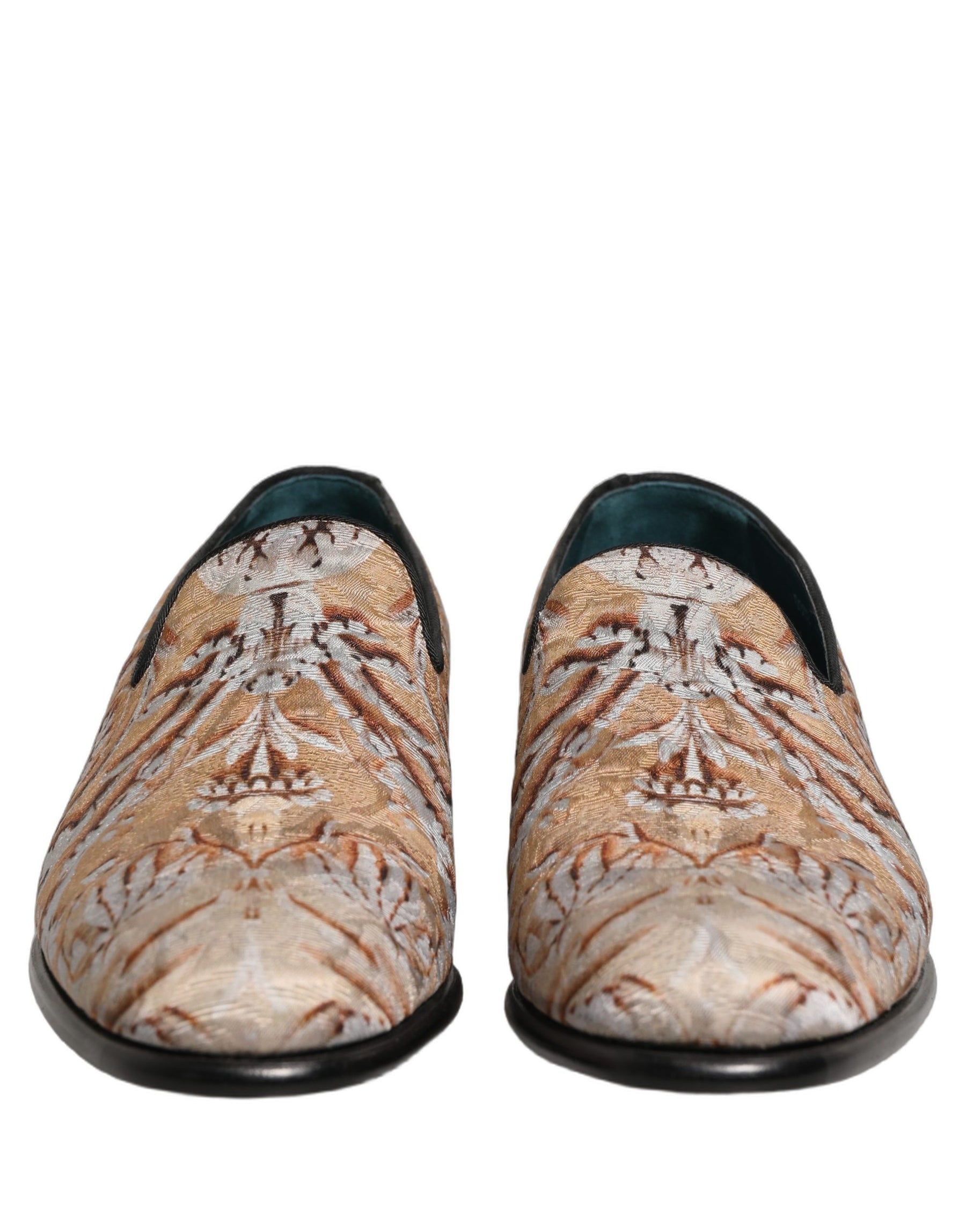 Dolce & Gabbana Gold Brocade Baroque Men Loafers Shoes | Regal Royce