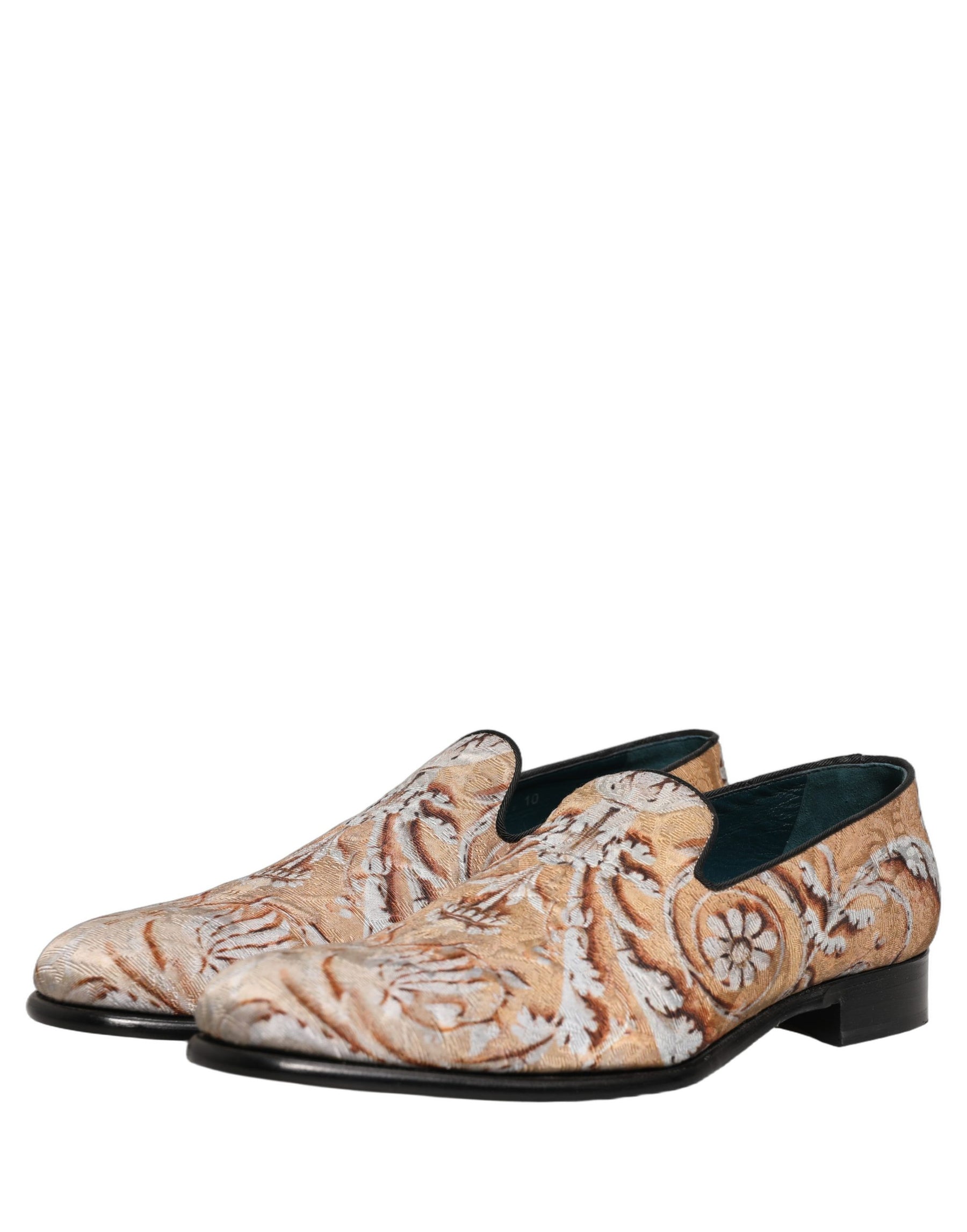 Dolce & Gabbana Gold Brocade Baroque Men Loafers Shoes | Regal Royce