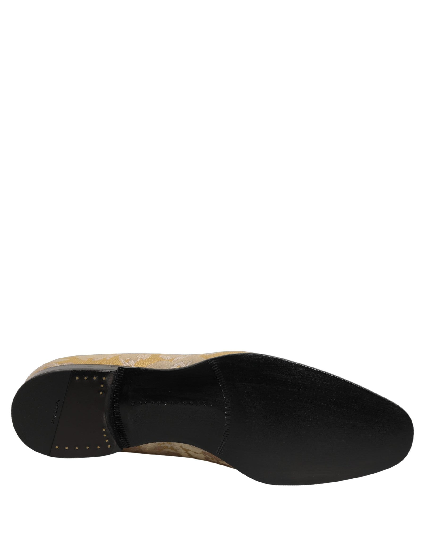Dolce & Gabbana Gold Floral Print Jacquard Men Loafers Shoes | Regal Royce