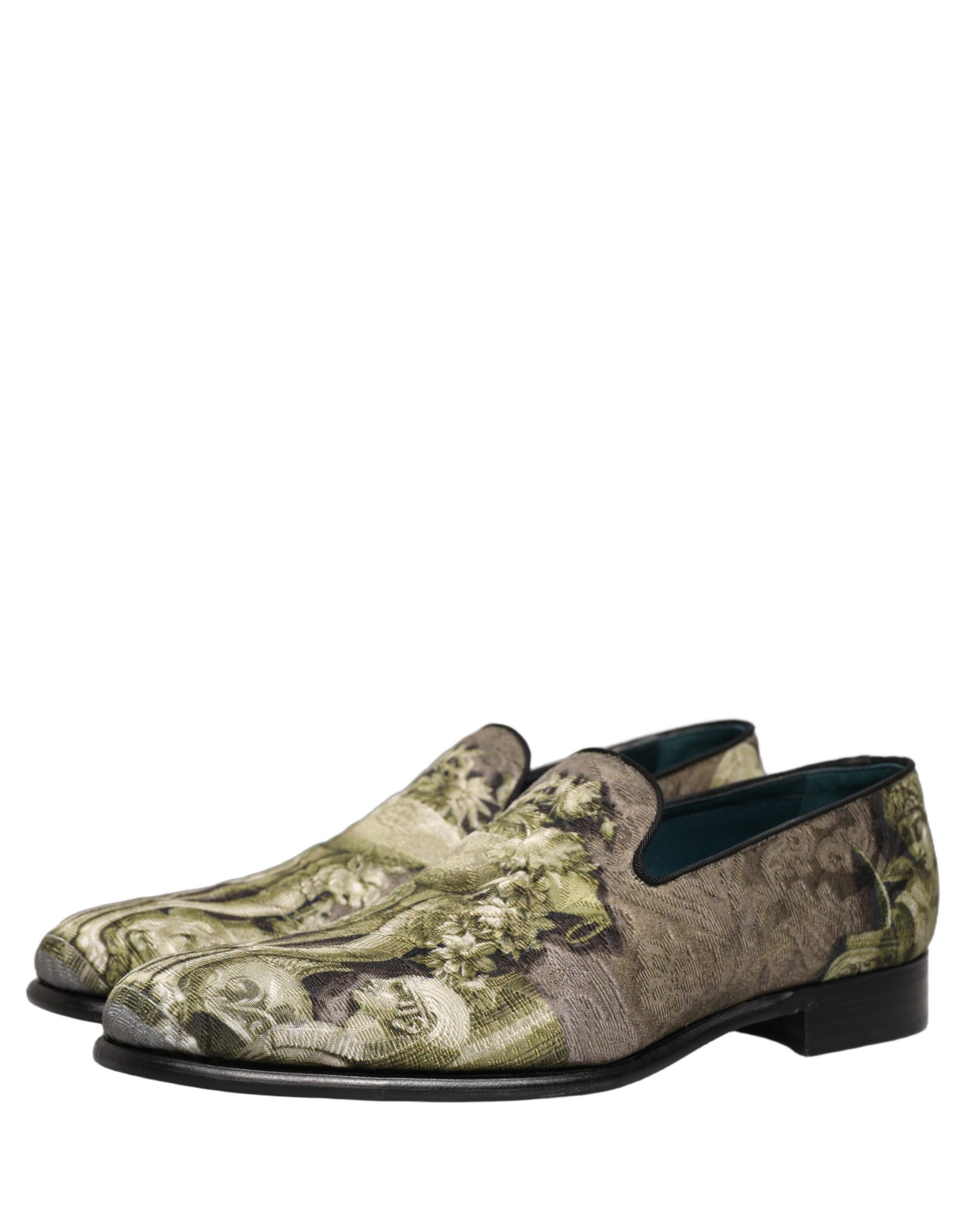Dolce & Gabbana Brown Baroque Print Slip On Loafers Shoes | Regal Royce