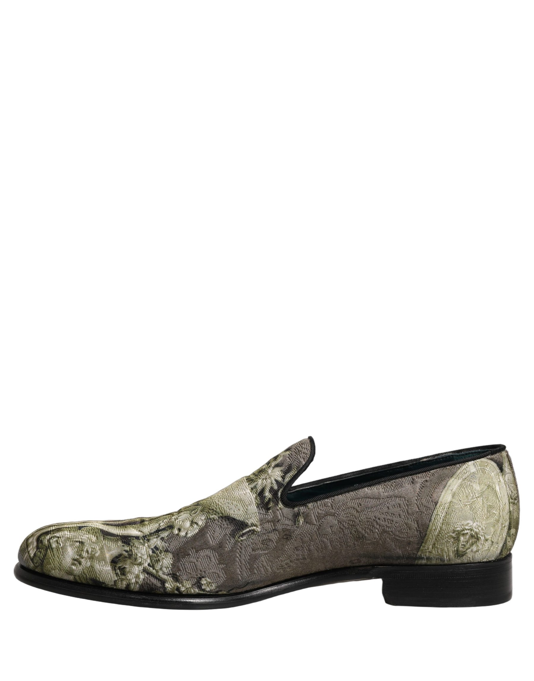 Dolce & Gabbana Brown Baroque Print Slip On Loafers Shoes | Regal Royce