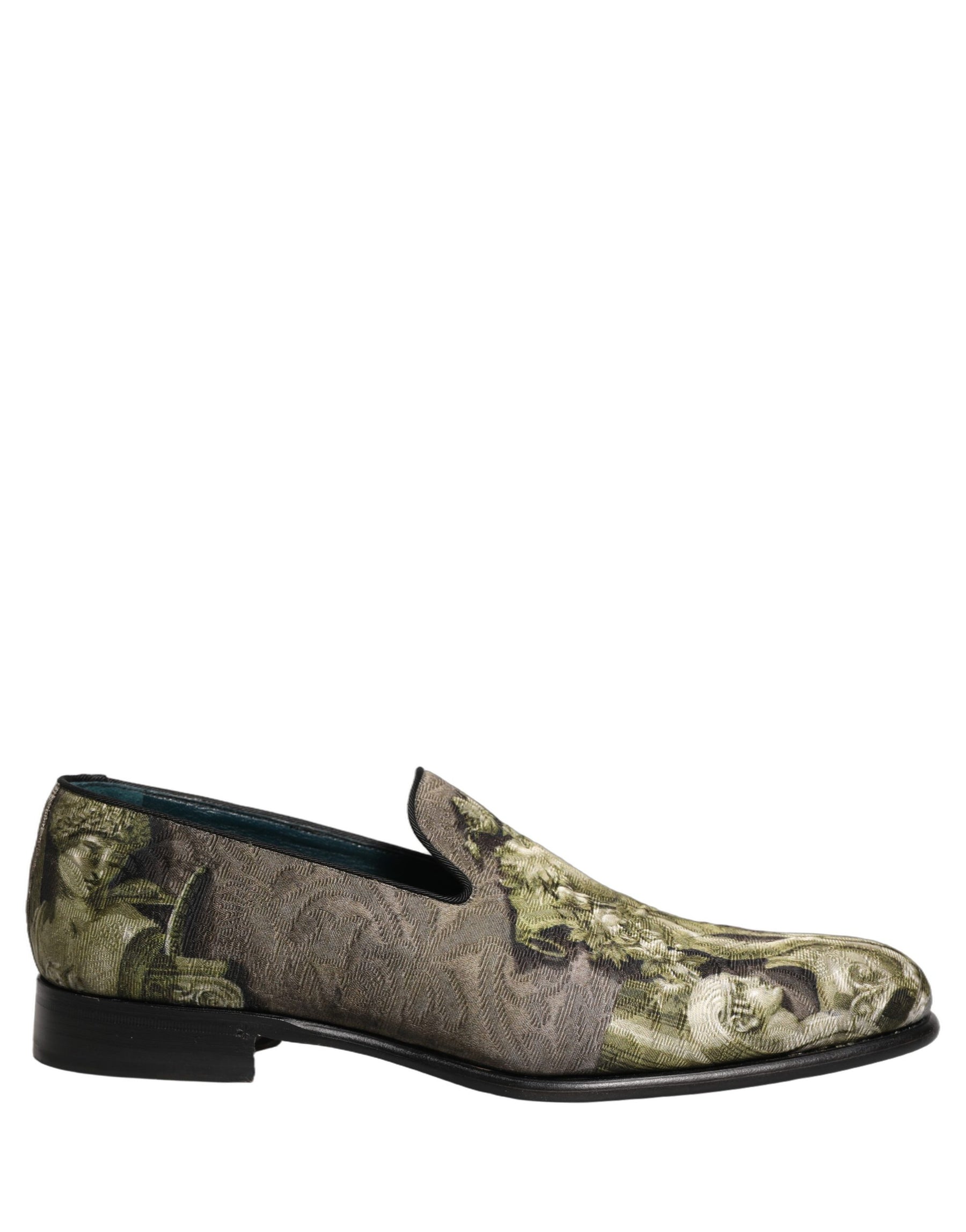 Dolce & Gabbana Brown Baroque Print Slip On Loafers Shoes | Regal Royce