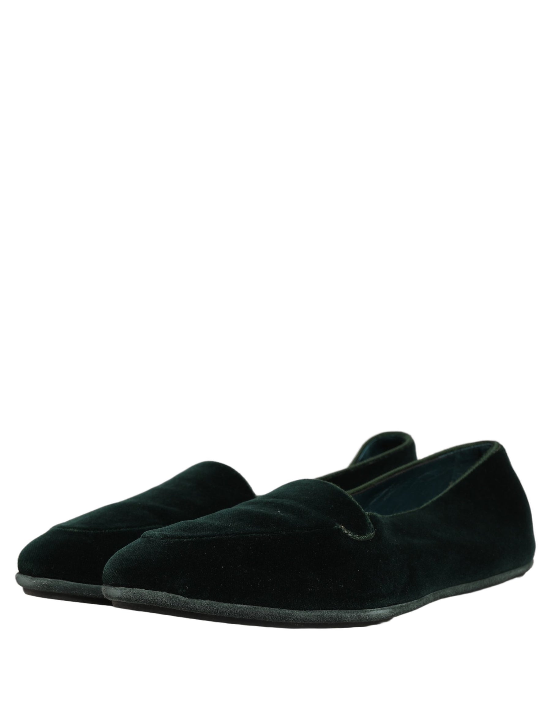 Dolce & Gabbana Green Velvet Slip On Men Flats Loafers Shoes | Regal Royce