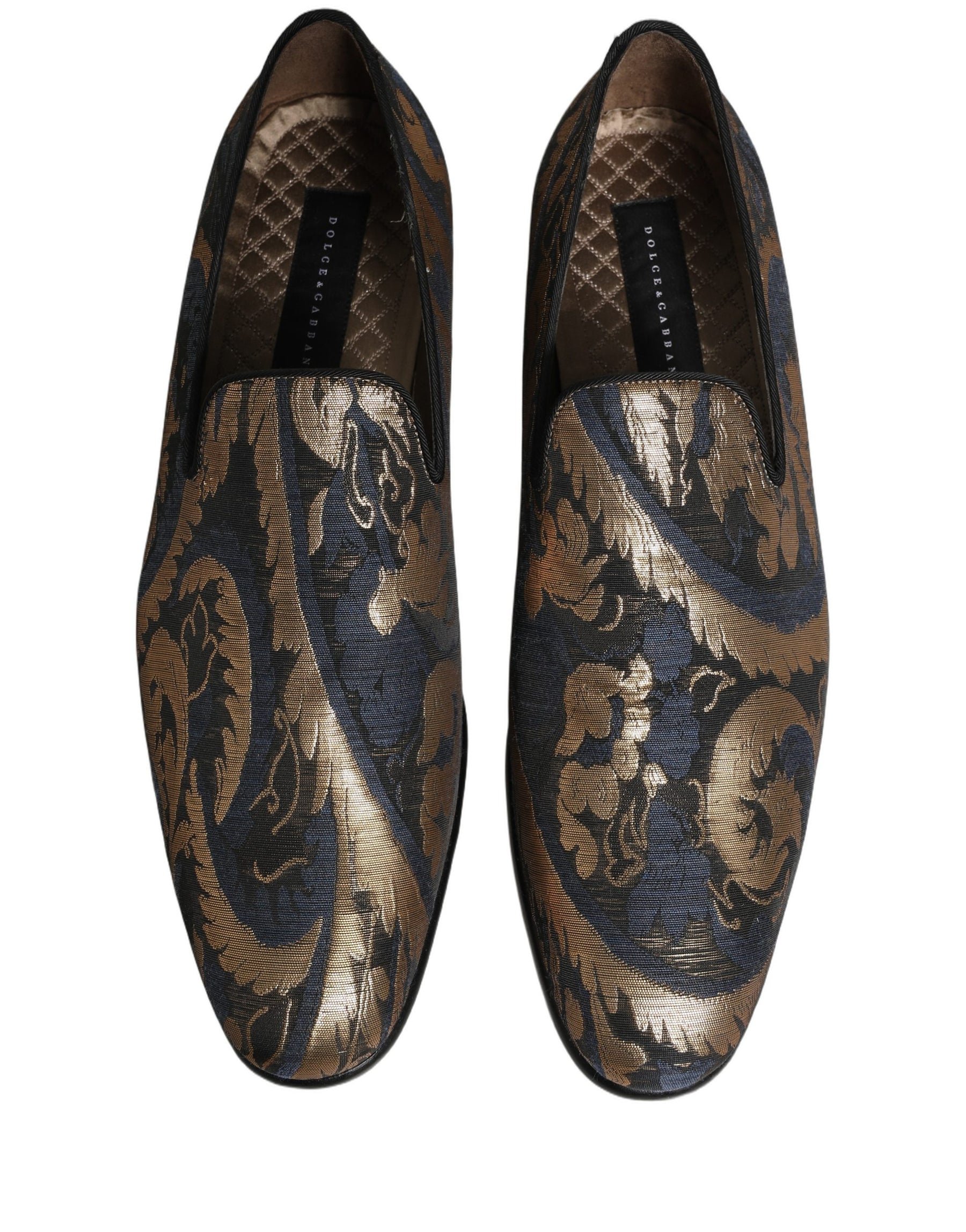 Dolce & Gabbana Blue Brocade Slip On Men Dress Loafers Shoes | Regal Royce