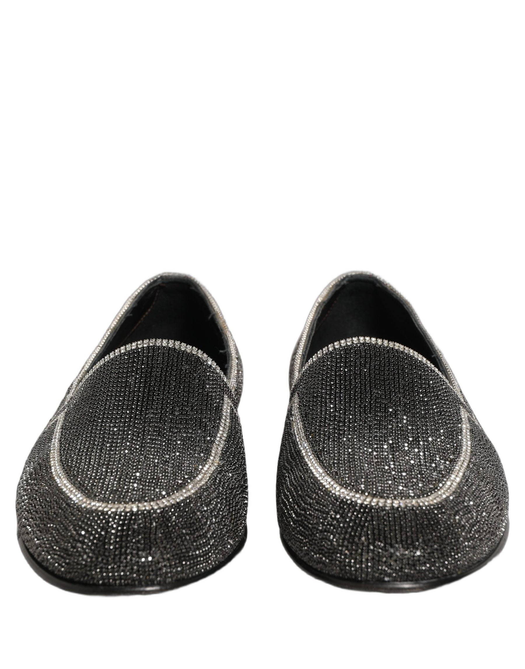 Dolce & Gabbana Black Crystal Embellished Men Loafers Shoes | Regal Royce