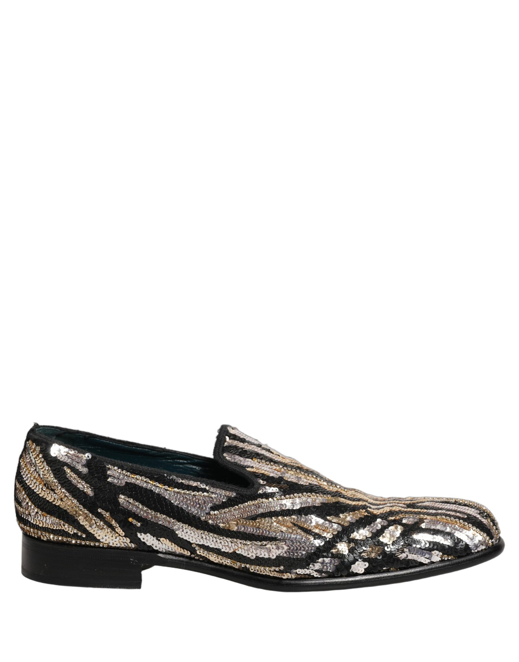 Dolce & Gabbana Gold Striped Sequin Embellished Loafer Shoes | Regal Royce