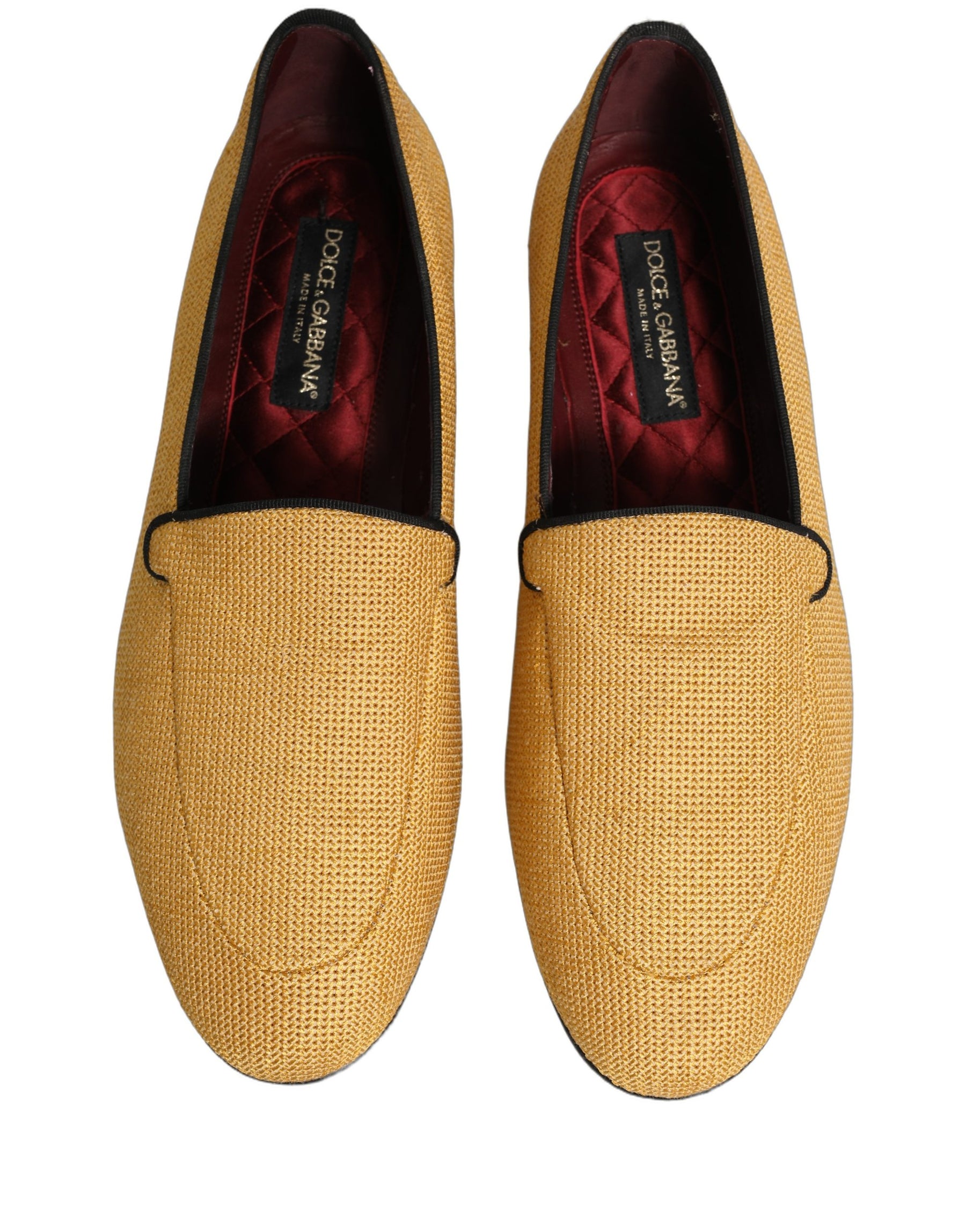Dolce & Gabbana Yellow Woven Men Slip On Dress Loafers Shoes | Regal Royce