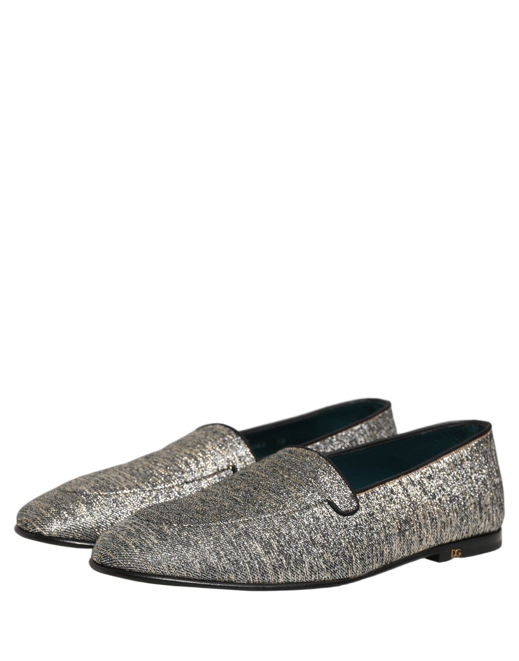 Dolce & Gabbana Gray Lurex Glitter Men Dress Loafers Shoes | Regal Royce
