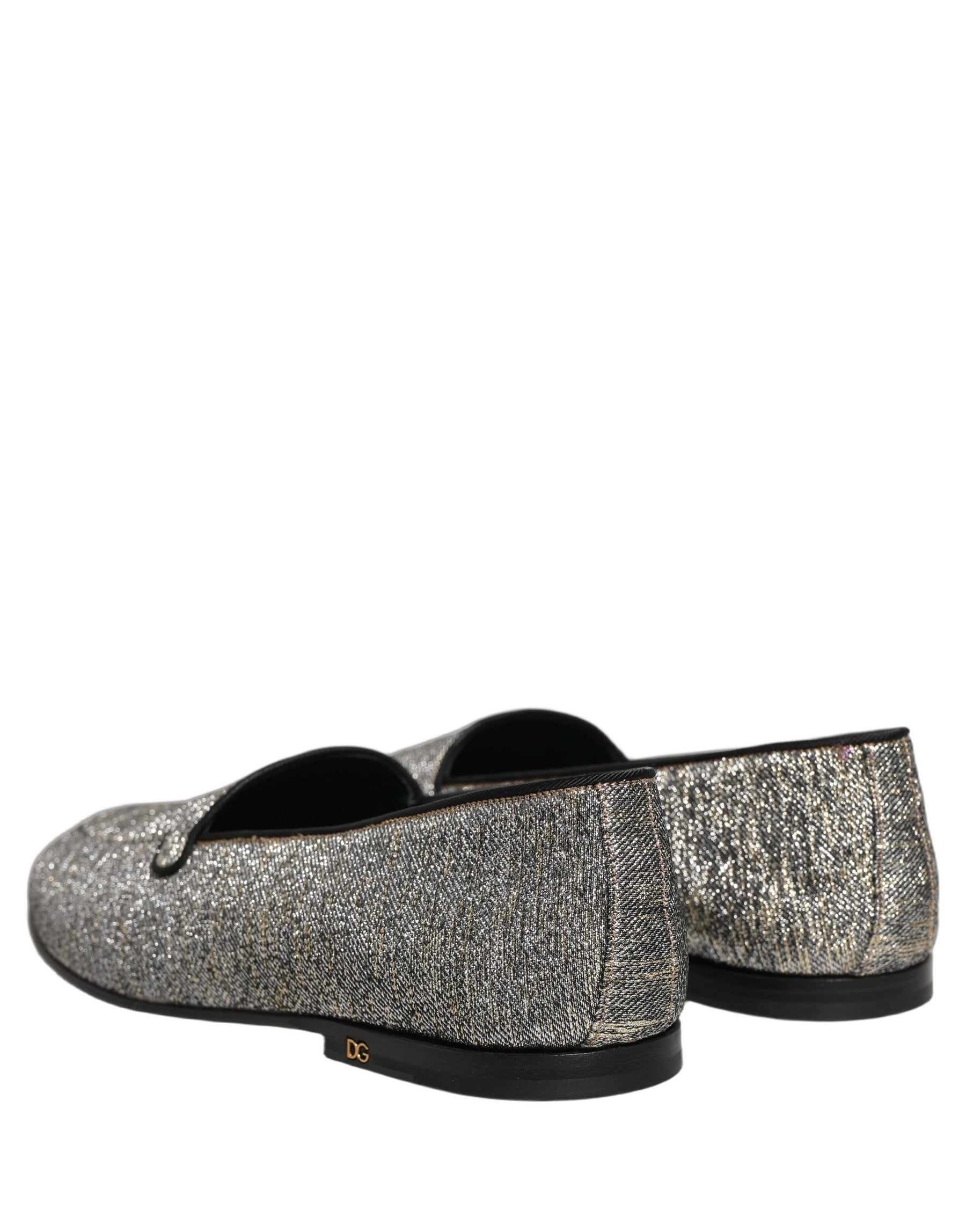 Dolce & Gabbana Gray Lurex Glitter Men Dress Loafers Shoes | Regal Royce