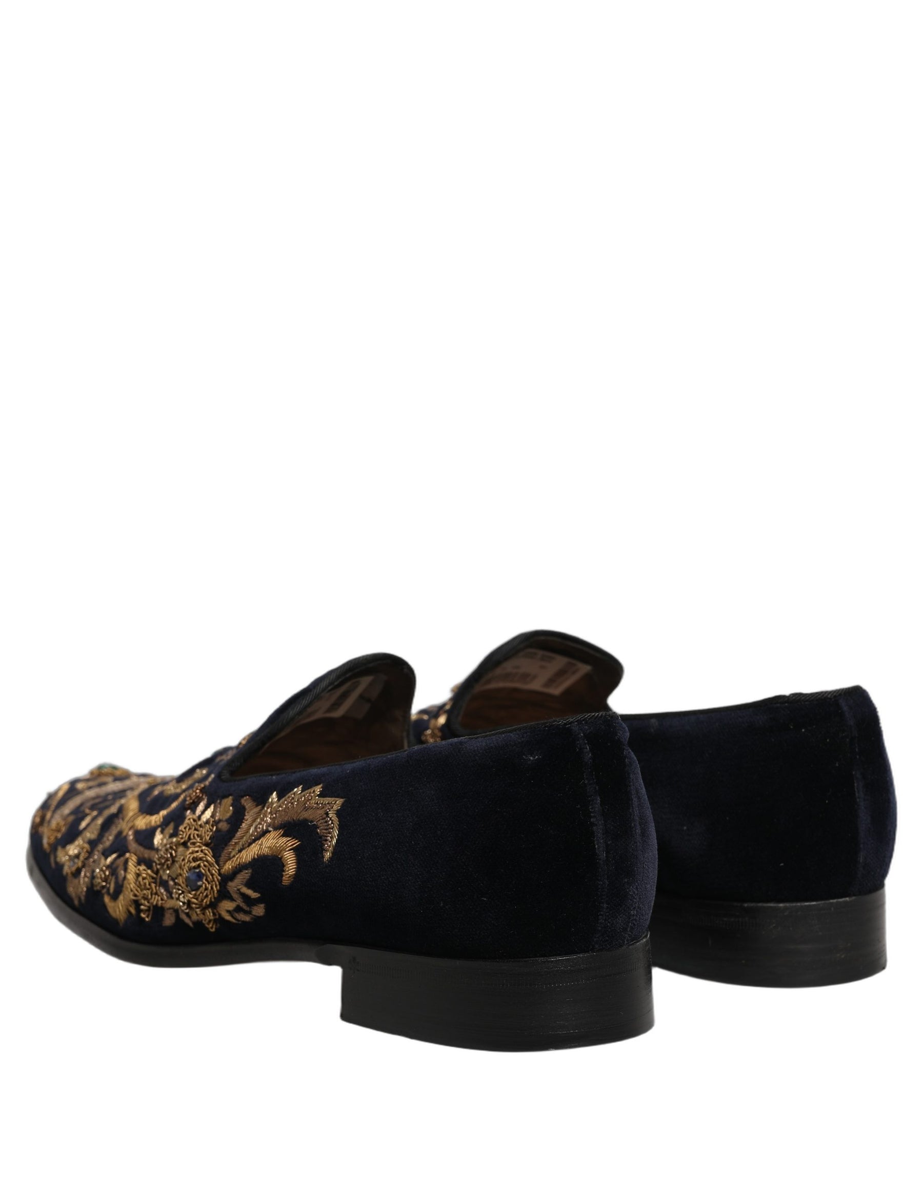 Dolce & Gabbana Black Velvet Embellished Dress Loafers Shoes | Regal Royce