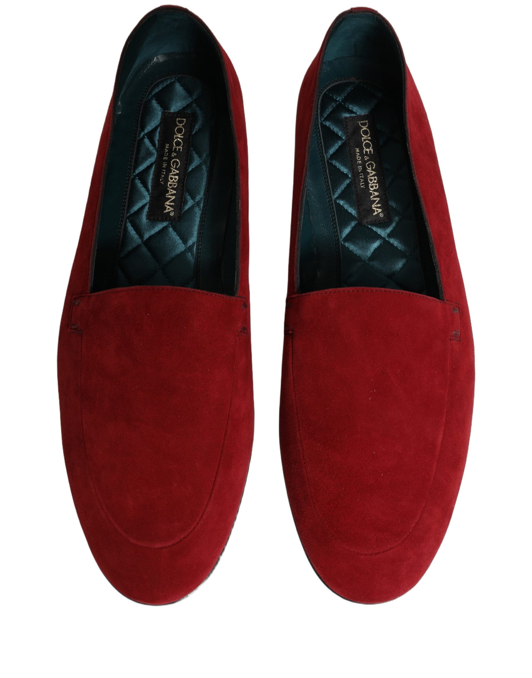 Dolce & Gabbana Red Suede Logo Slip On Flats Loafers Shoes | Regal Royce