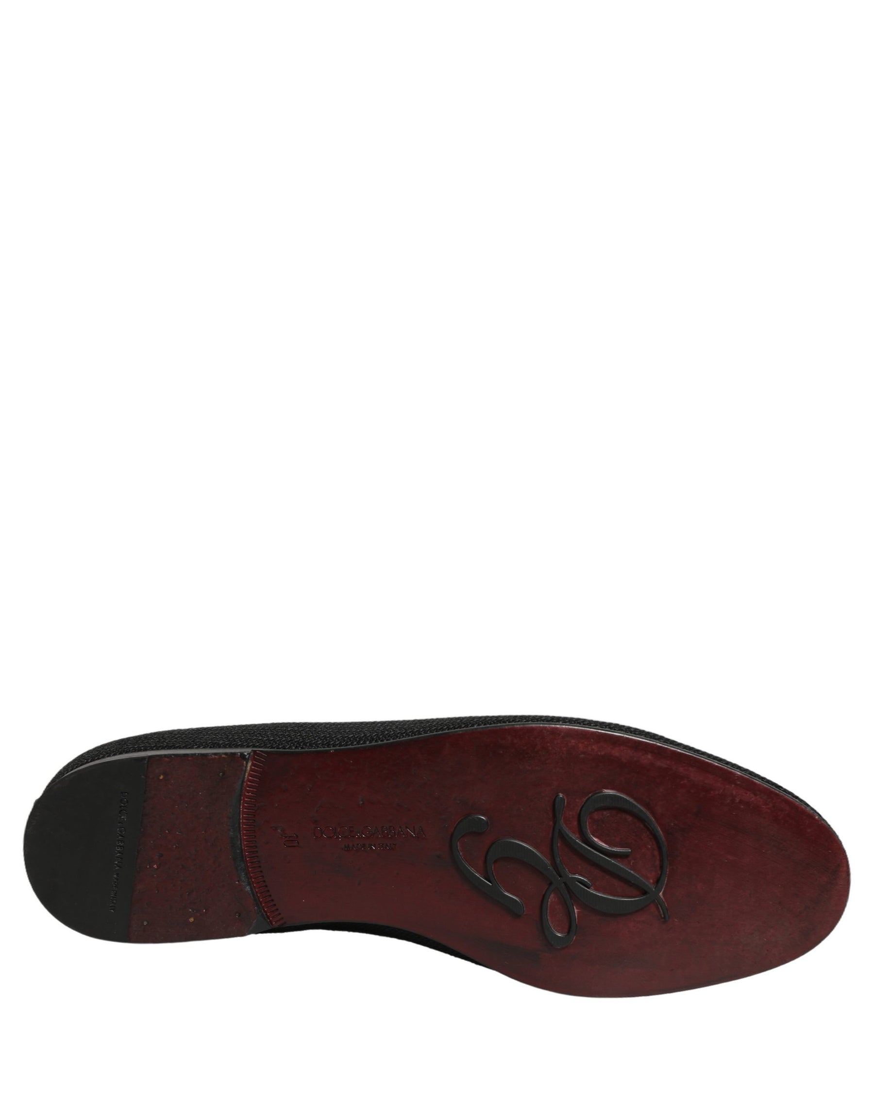 Dolce & Gabbana Black Woven Men Slip On Dress Loafers Shoes | Regal Royce