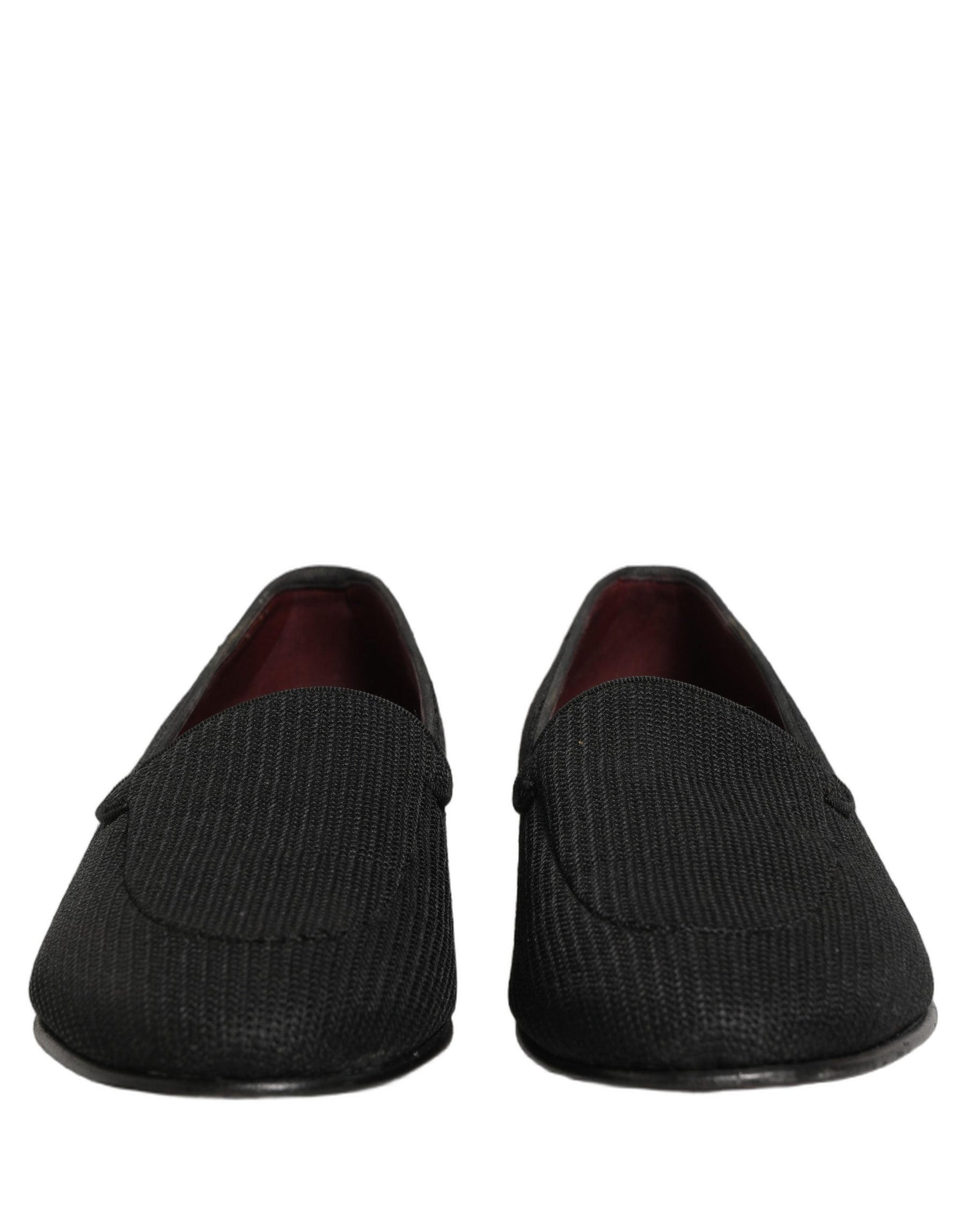 Dolce & Gabbana Black Woven Men Slip On Dress Loafers Shoes | Regal Royce