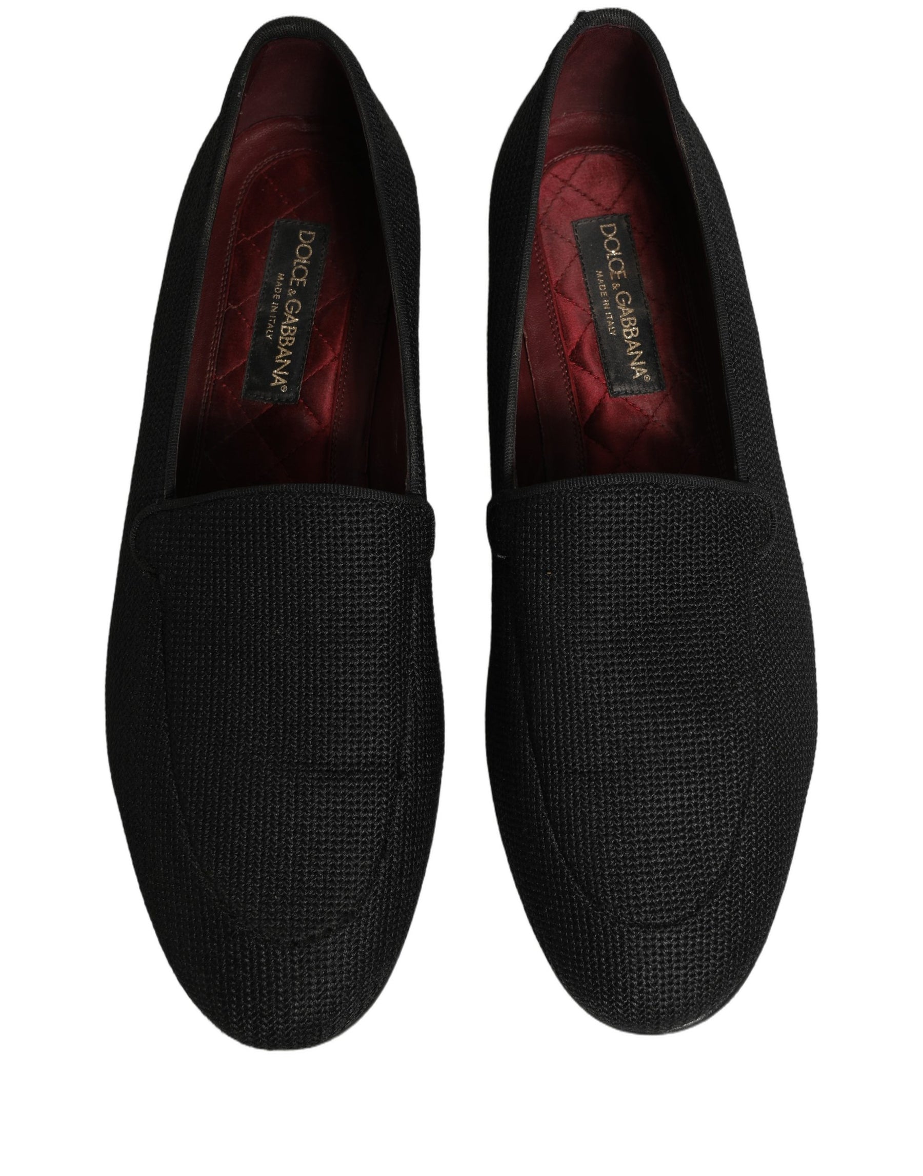 Dolce & Gabbana Black Woven Men Slip On Dress Loafers Shoes | Regal Royce