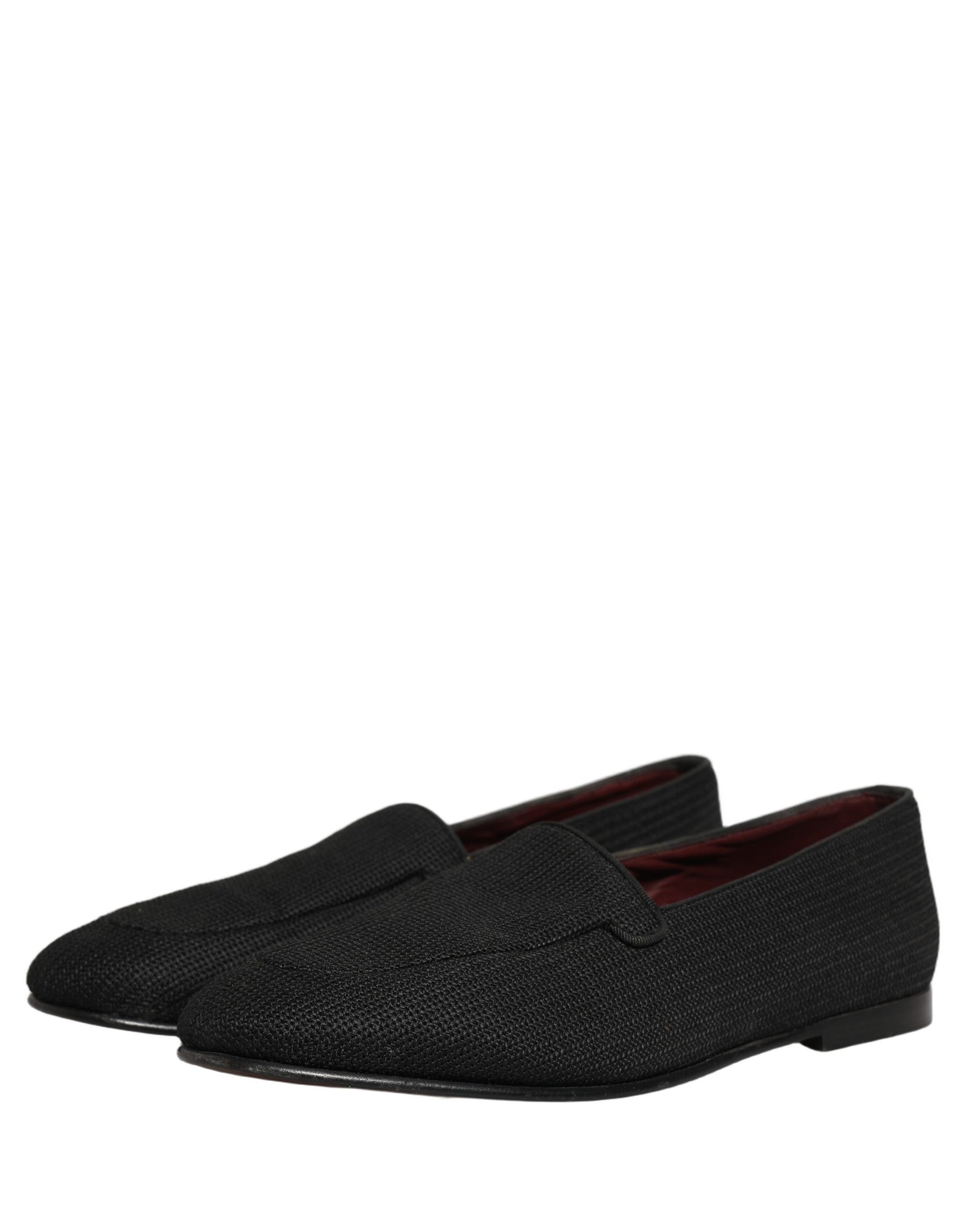 Dolce & Gabbana Black Woven Men Slip On Dress Loafers Shoes | Regal Royce