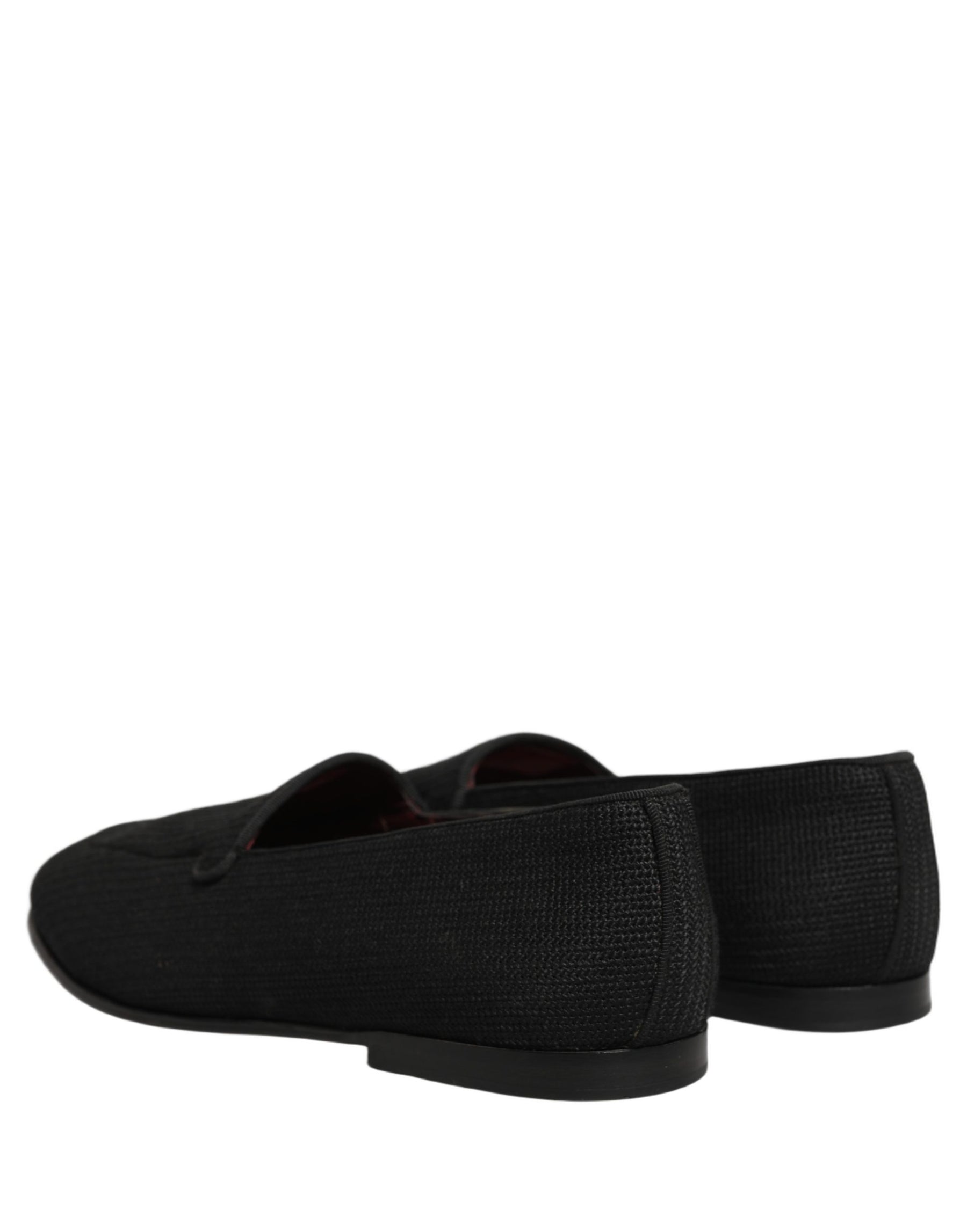 Dolce & Gabbana Black Woven Men Slip On Dress Loafers Shoes | Regal Royce