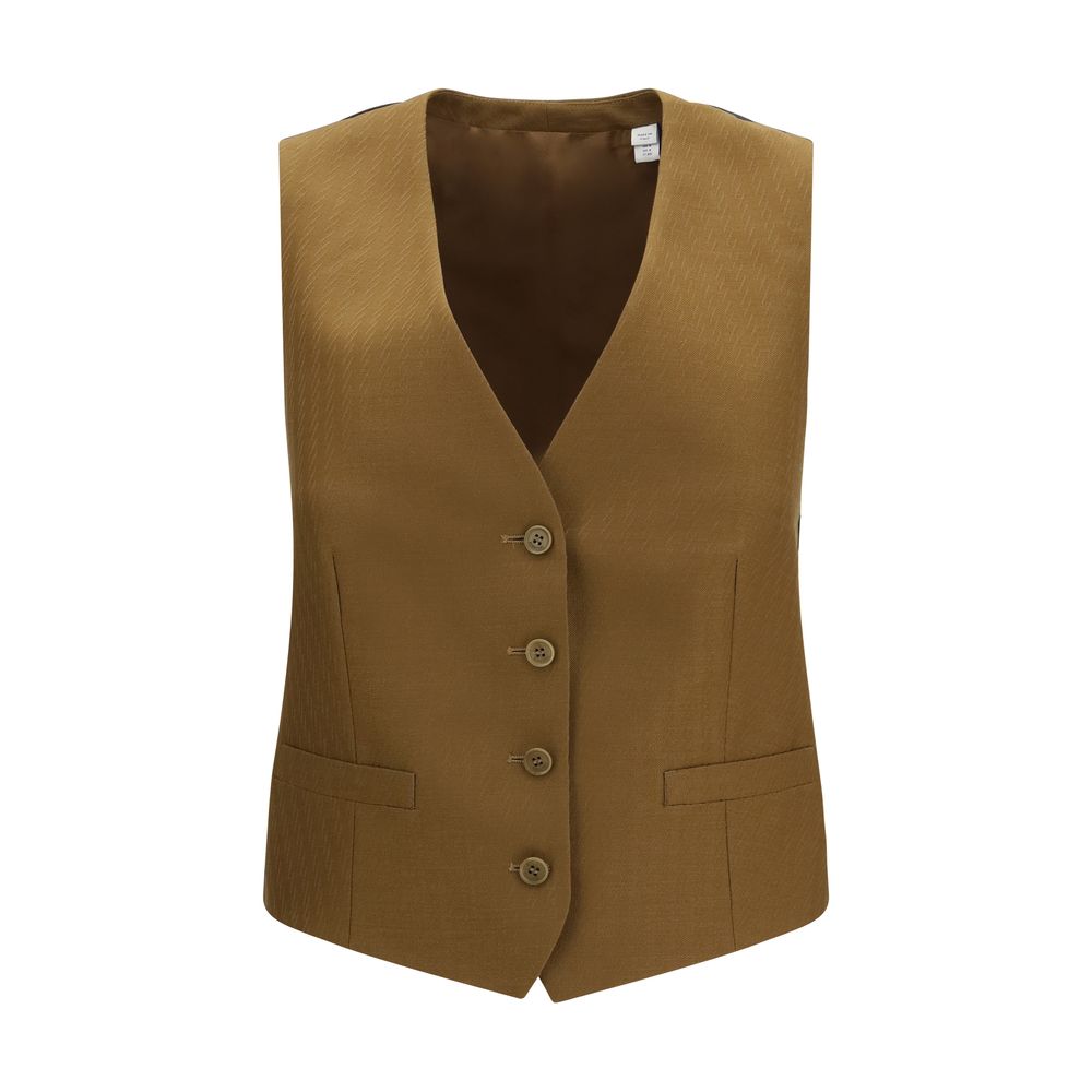 Burberry Brown Wool Oves Aries Sleeveless Jacket | Regal Royce