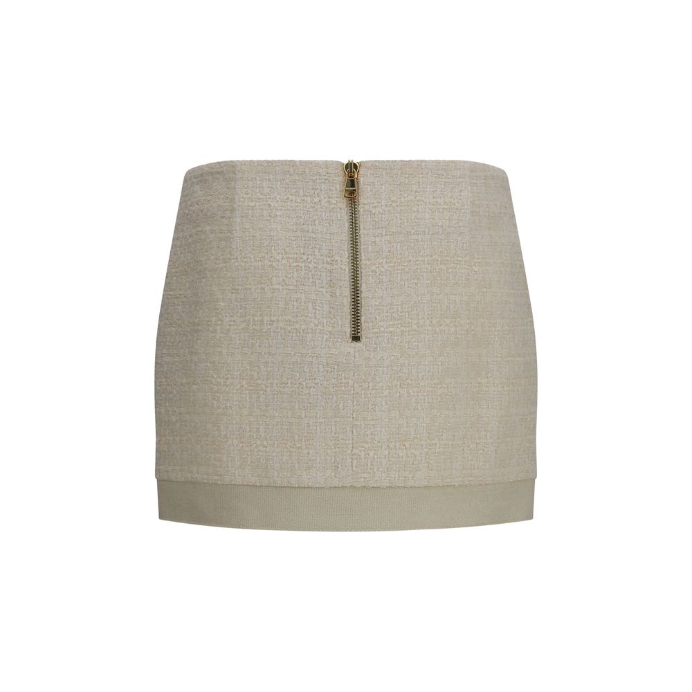 Balmain Beige Wool Oves Aries Mini Skirt | Regal Royce