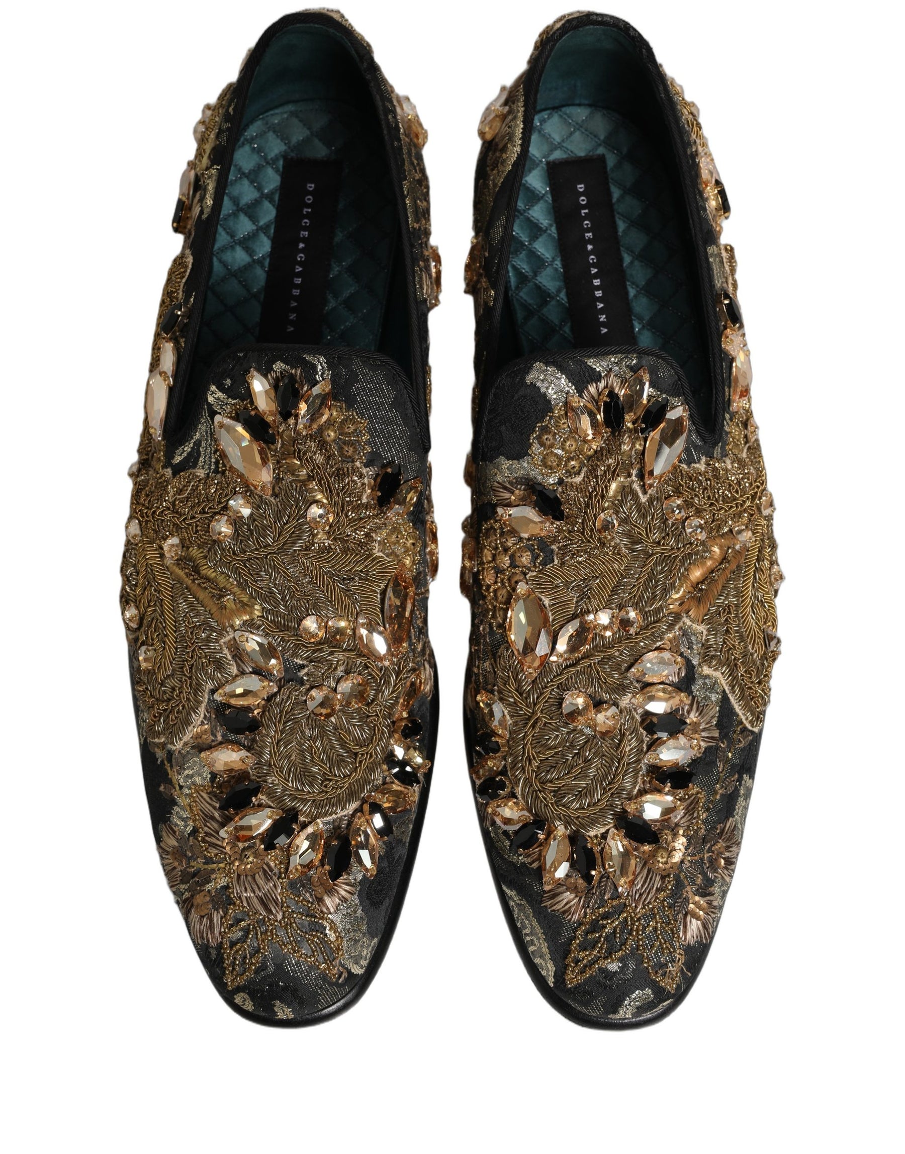 Dolce & Gabbana Black Velvet Embellished Dress Loafers Shoes | Regal Royce