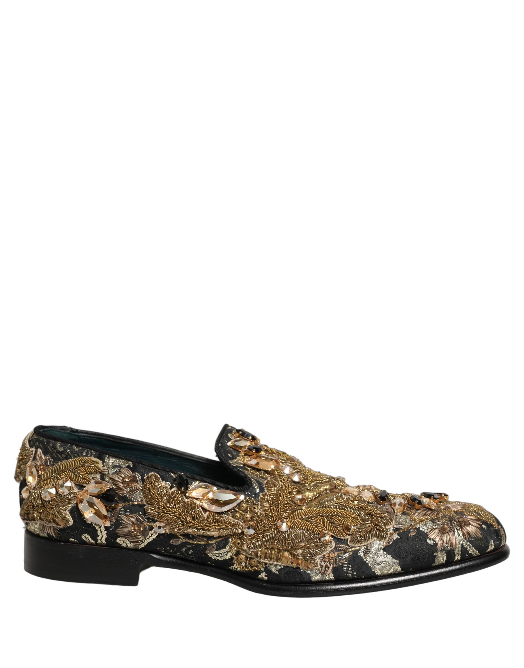 Dolce & Gabbana Black Velvet Embellished Dress Loafers Shoes | Regal Royce