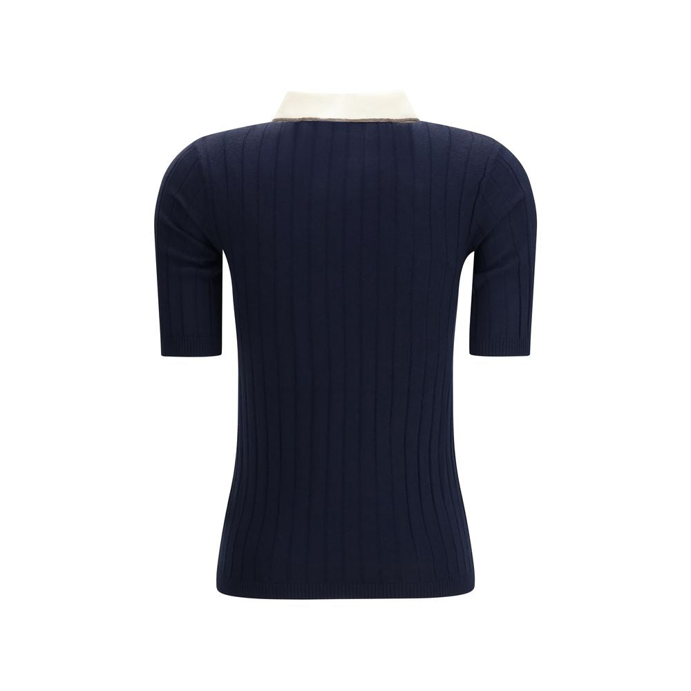 Brunello Cucinelli Blue Wool Oves Aries Polo Shirt | Regal Royce