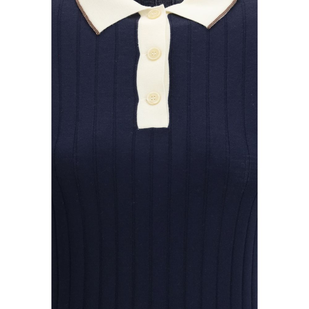 Brunello Cucinelli Blue Wool Oves Aries Polo Shirt | Regal Royce