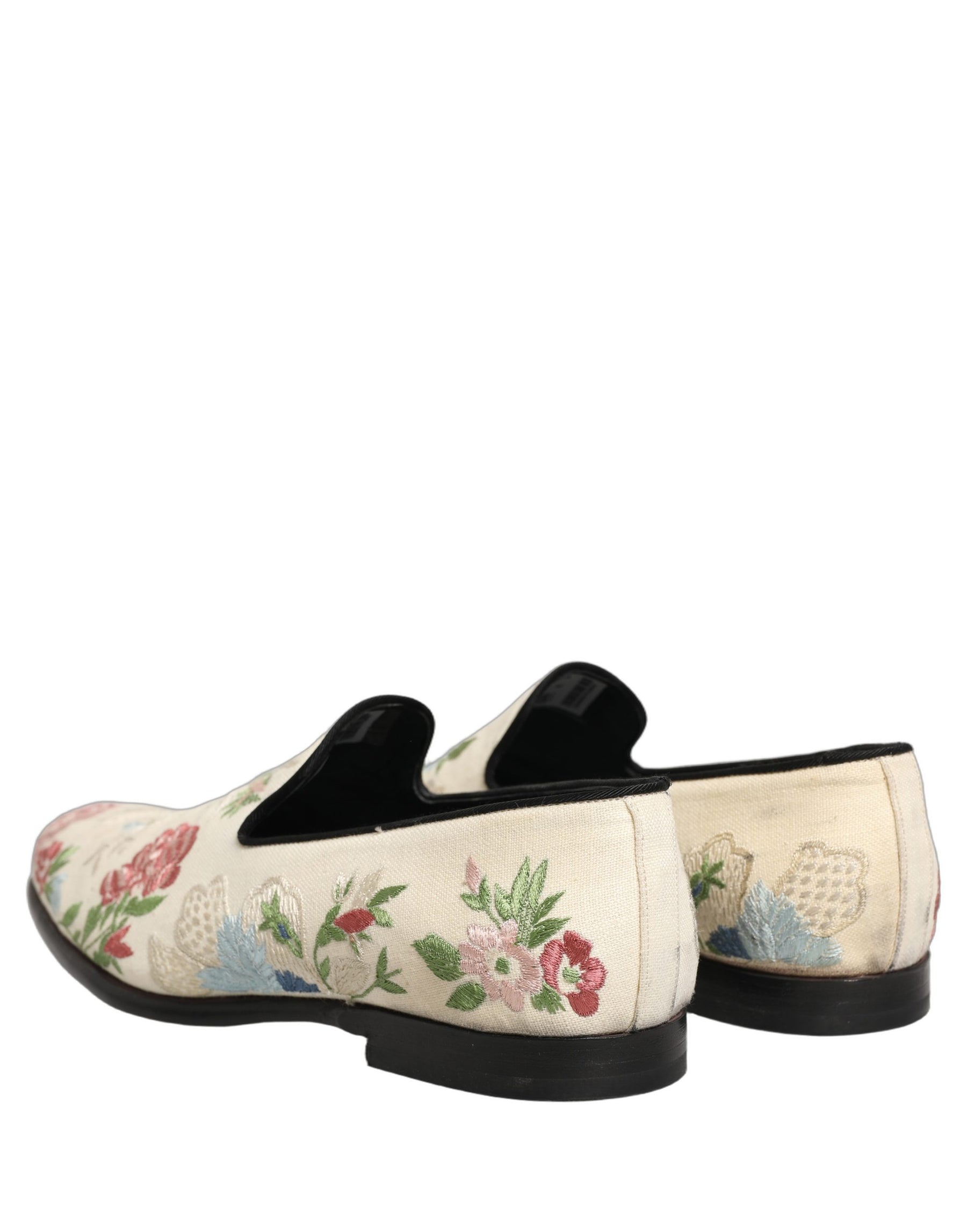 Dolce & Gabbana White Floral Embroidery Dress Loafers Shoes | Regal Royce